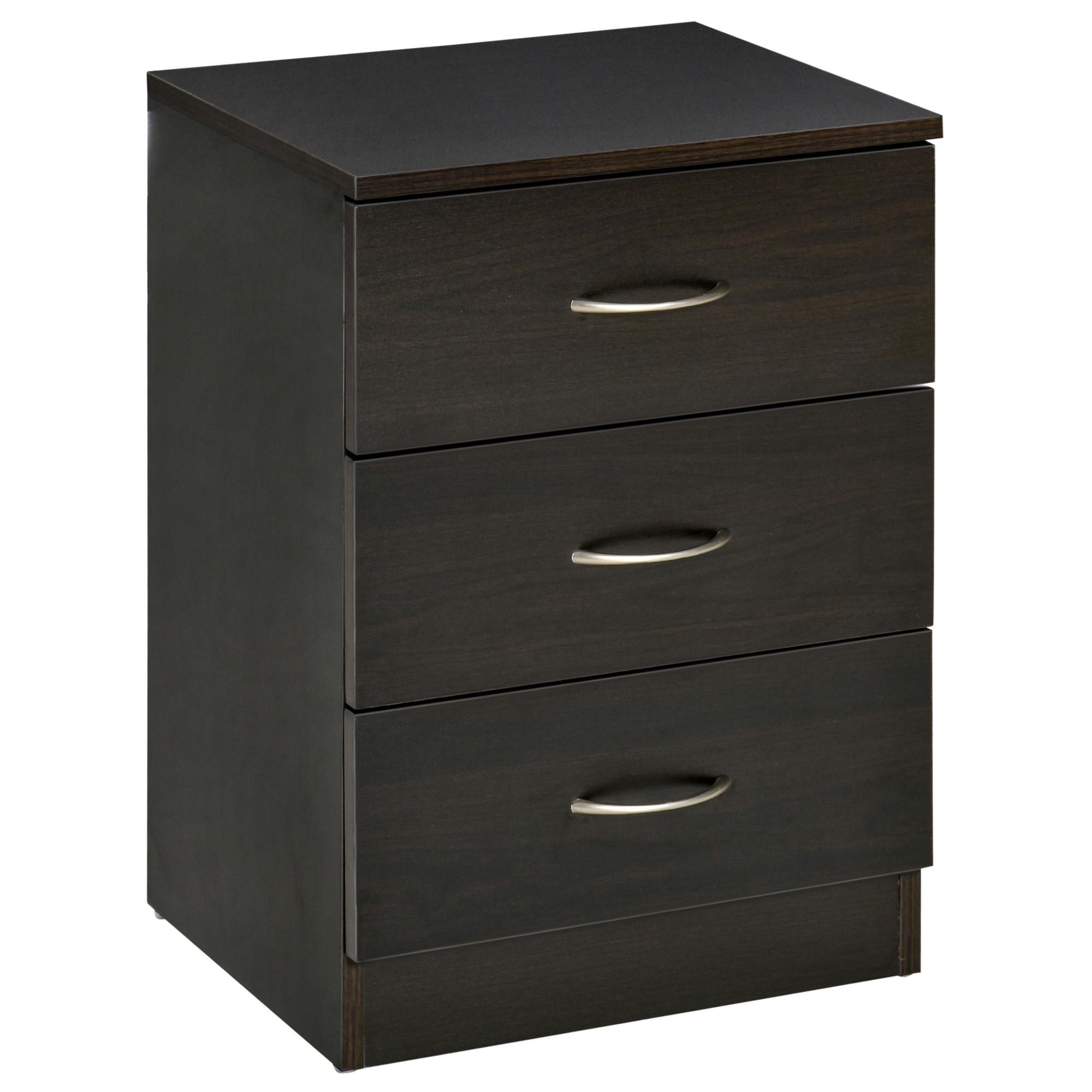 Brown Three Drawer Bedside Table for Compact Bedrooms