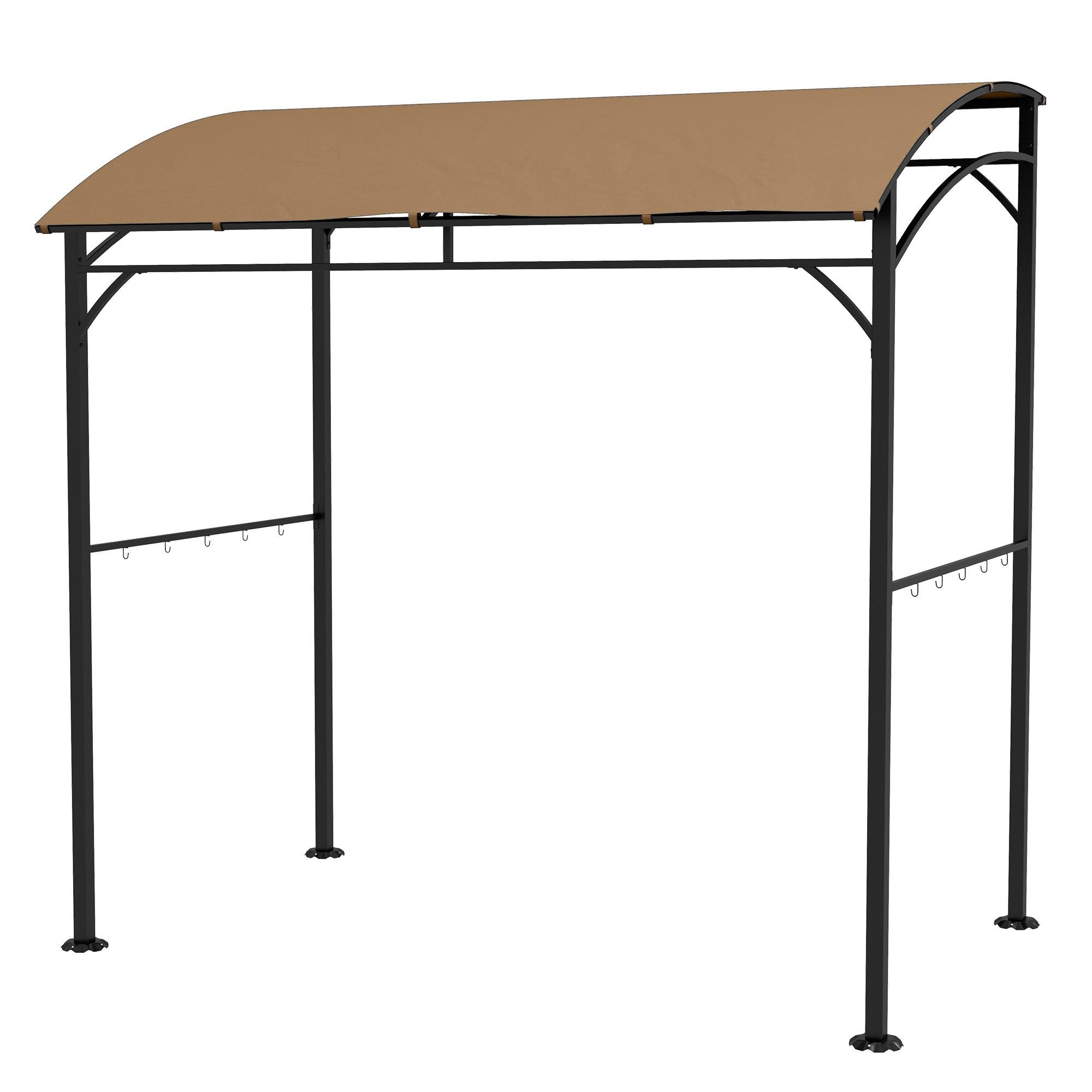 Dark Brown Curved Grill Gazebo with Steel Frame