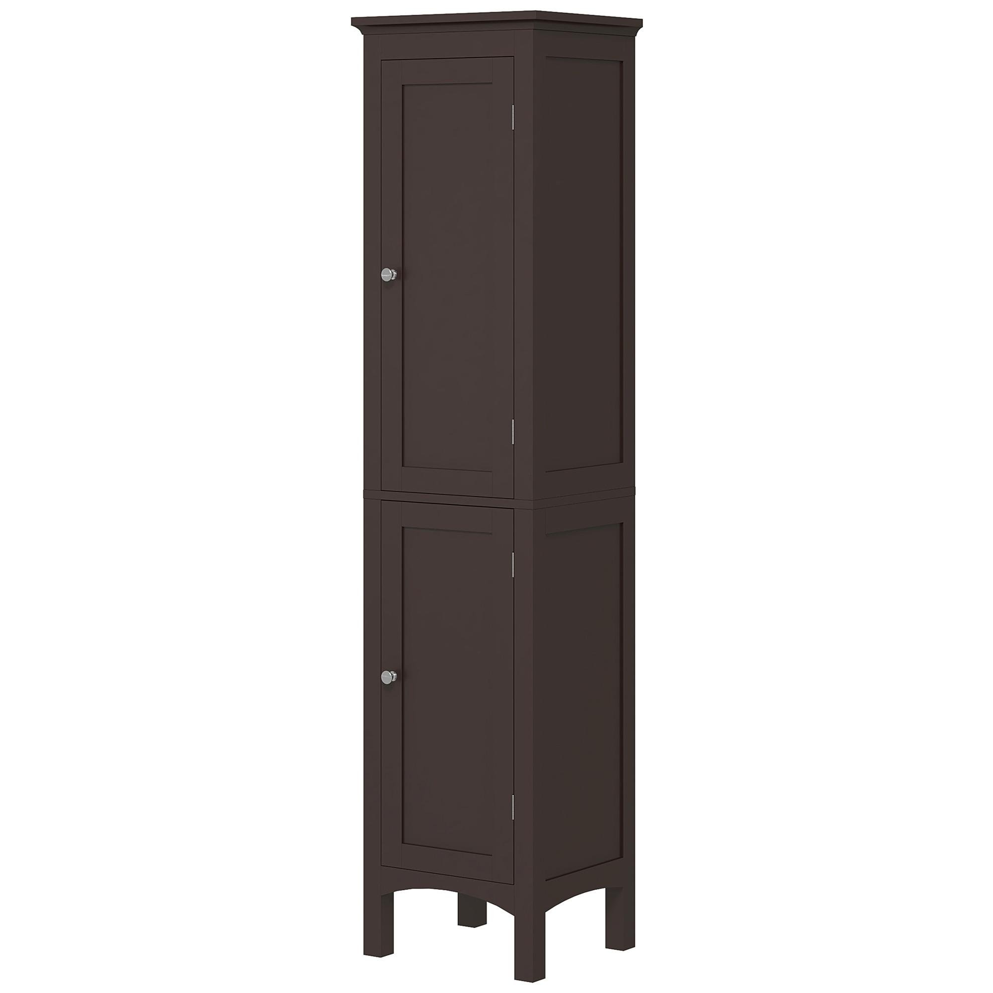 Dark Brown Bathroom Cabinet with Adjustable Shelves, 63-Inch