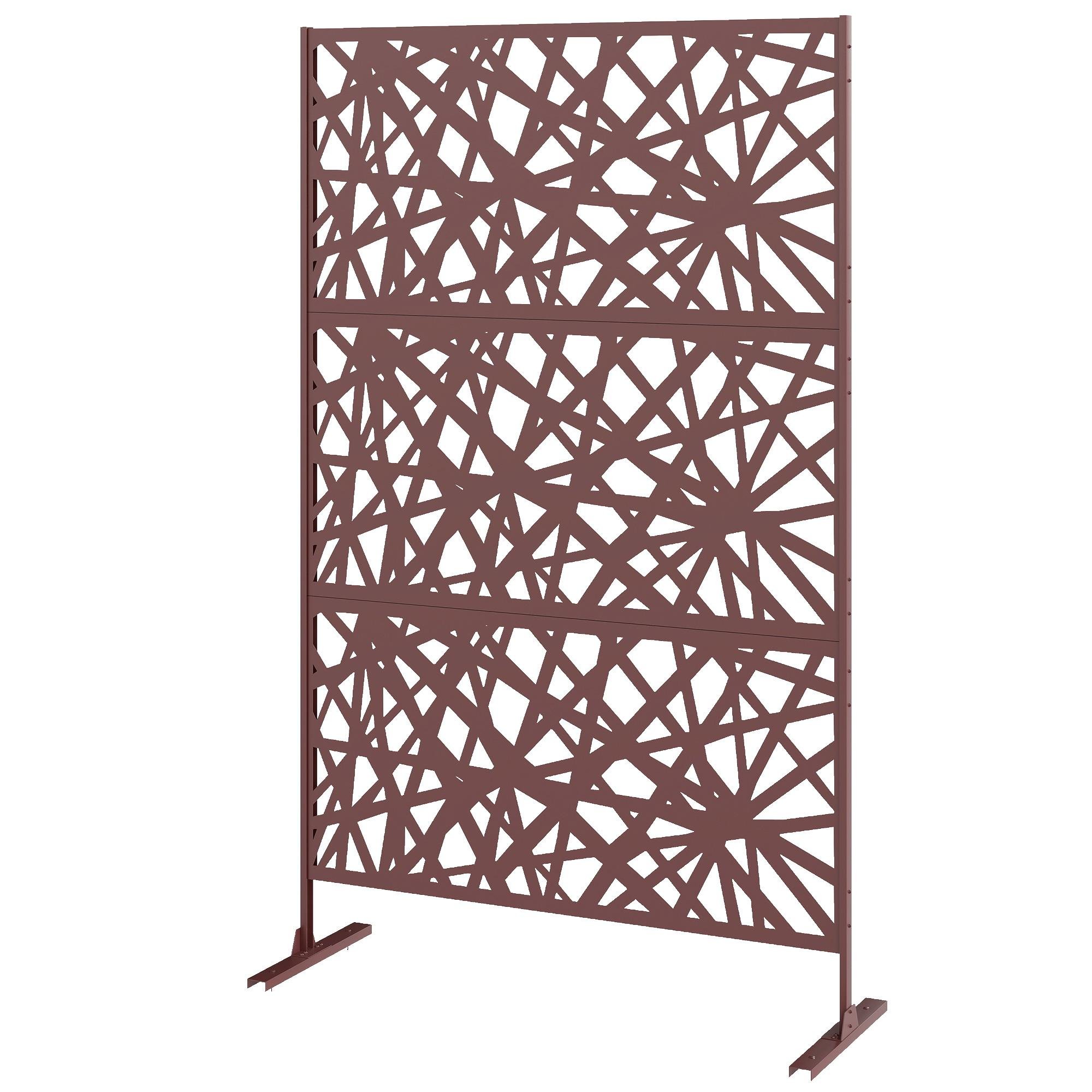 Brown Steel Outdoor Divider with Labyrinth Cut-Out, 48 x 78 in