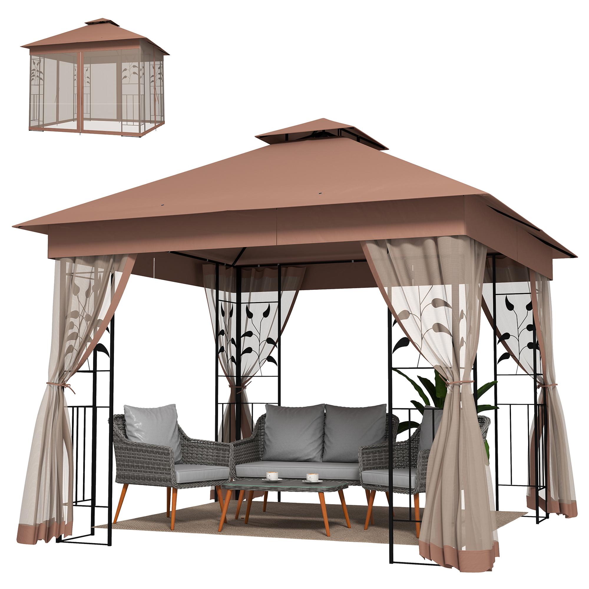 Dark Brown 3m Gazebo with Vented Canopy