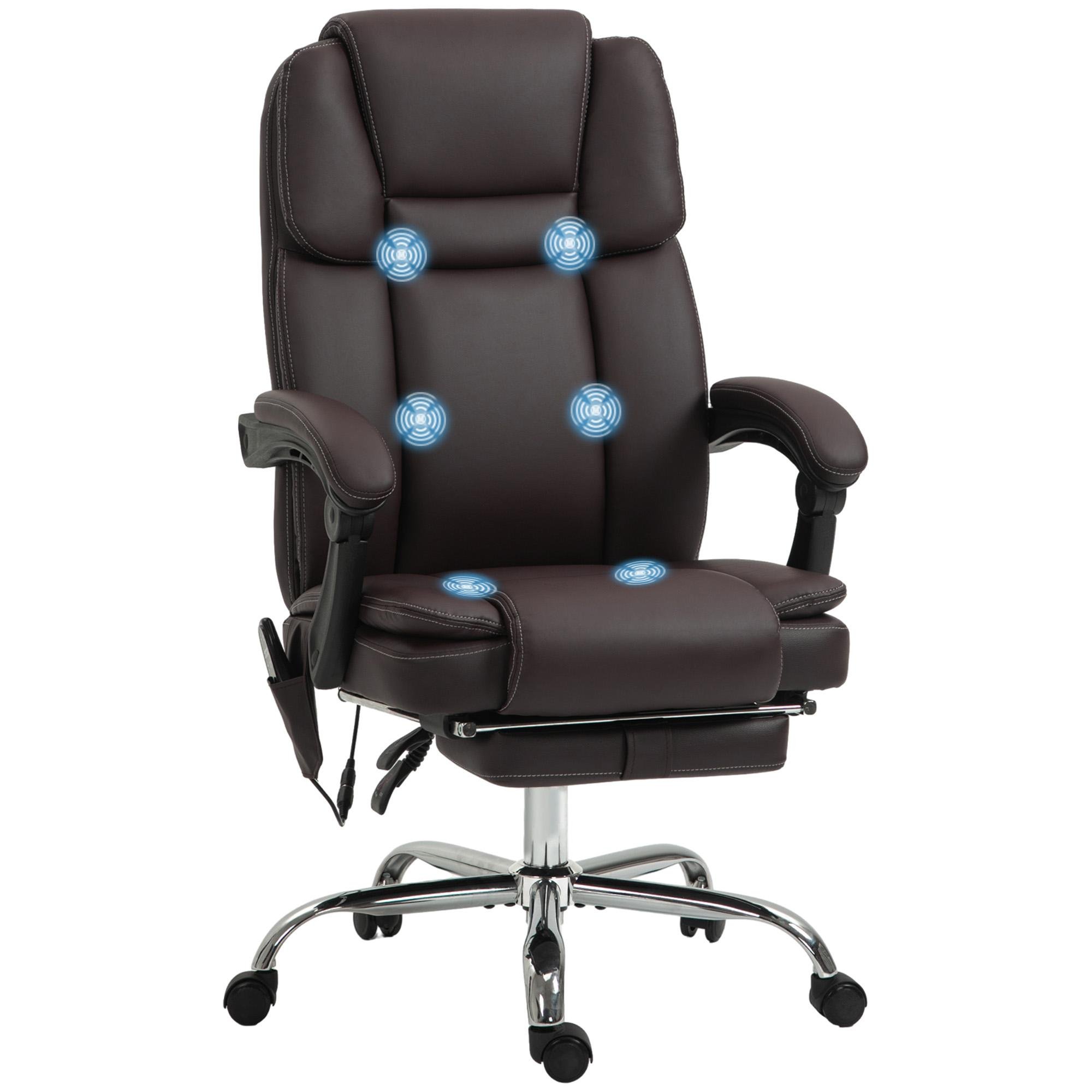 Dark Brown Vibration Massage Chair with Footrest