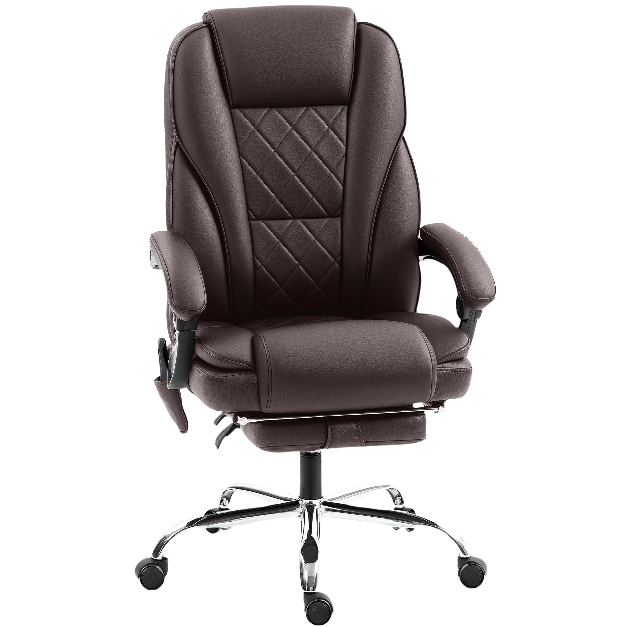 dark brown massage desk chair with footrest