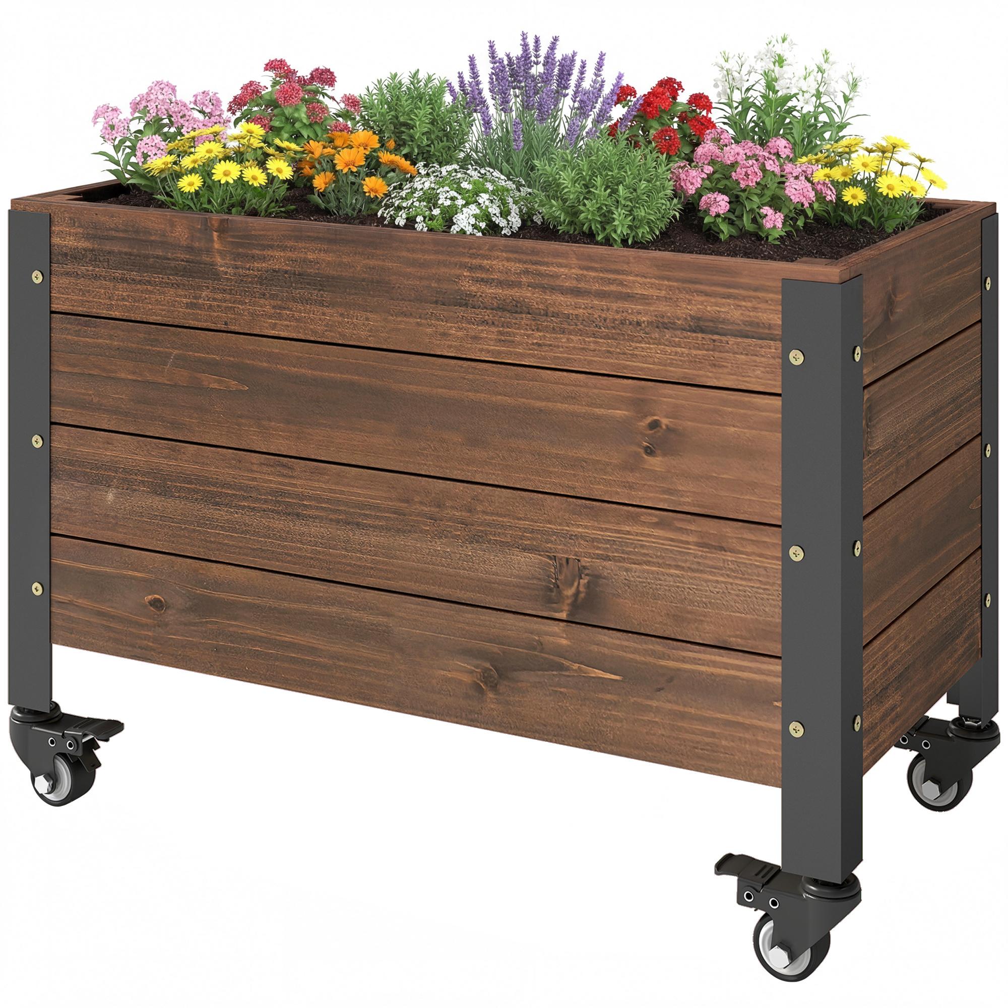 23.6 inch rolling fir planter with liner and drainage