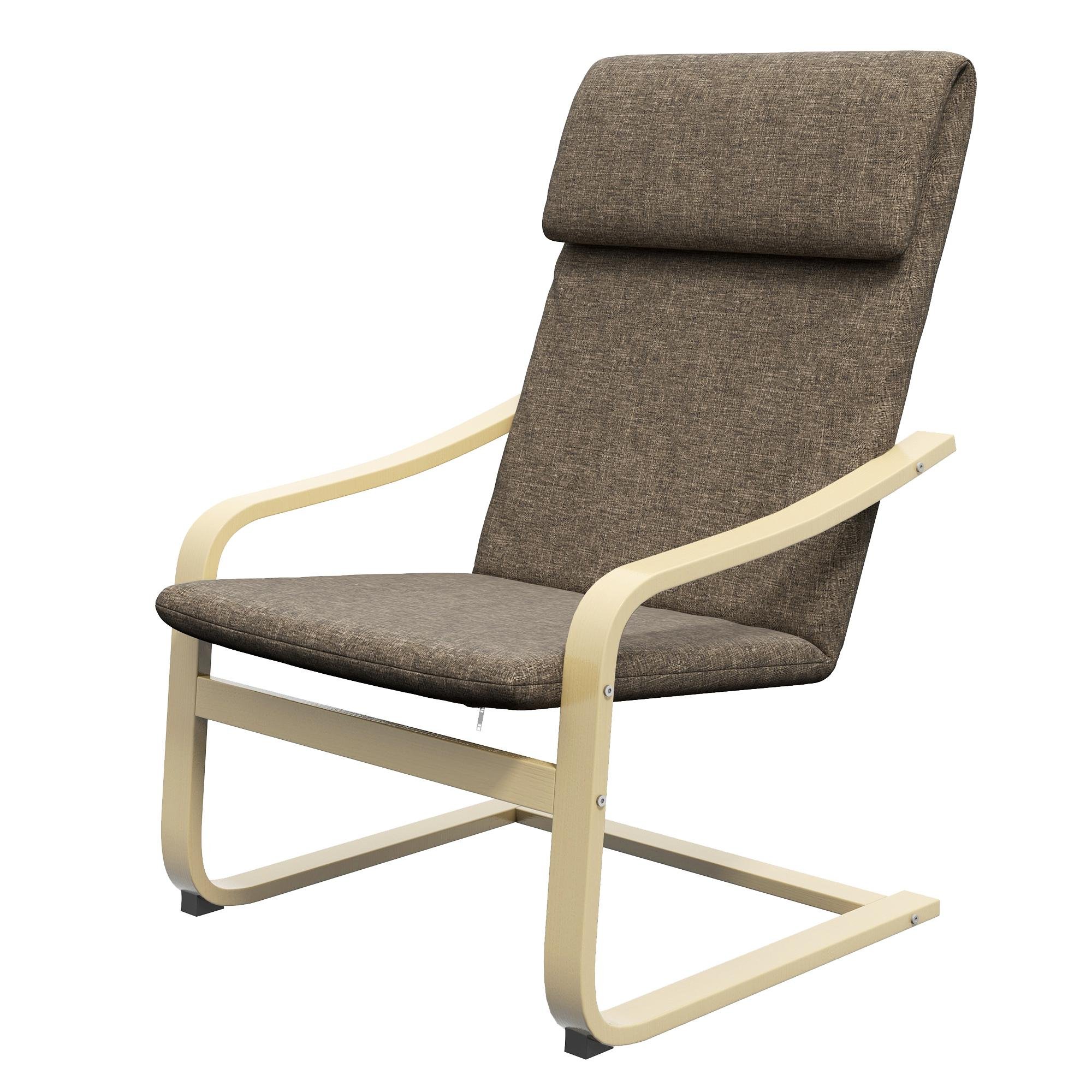 Dark Brown Polyester Accent Chair with Curved Wood Frame