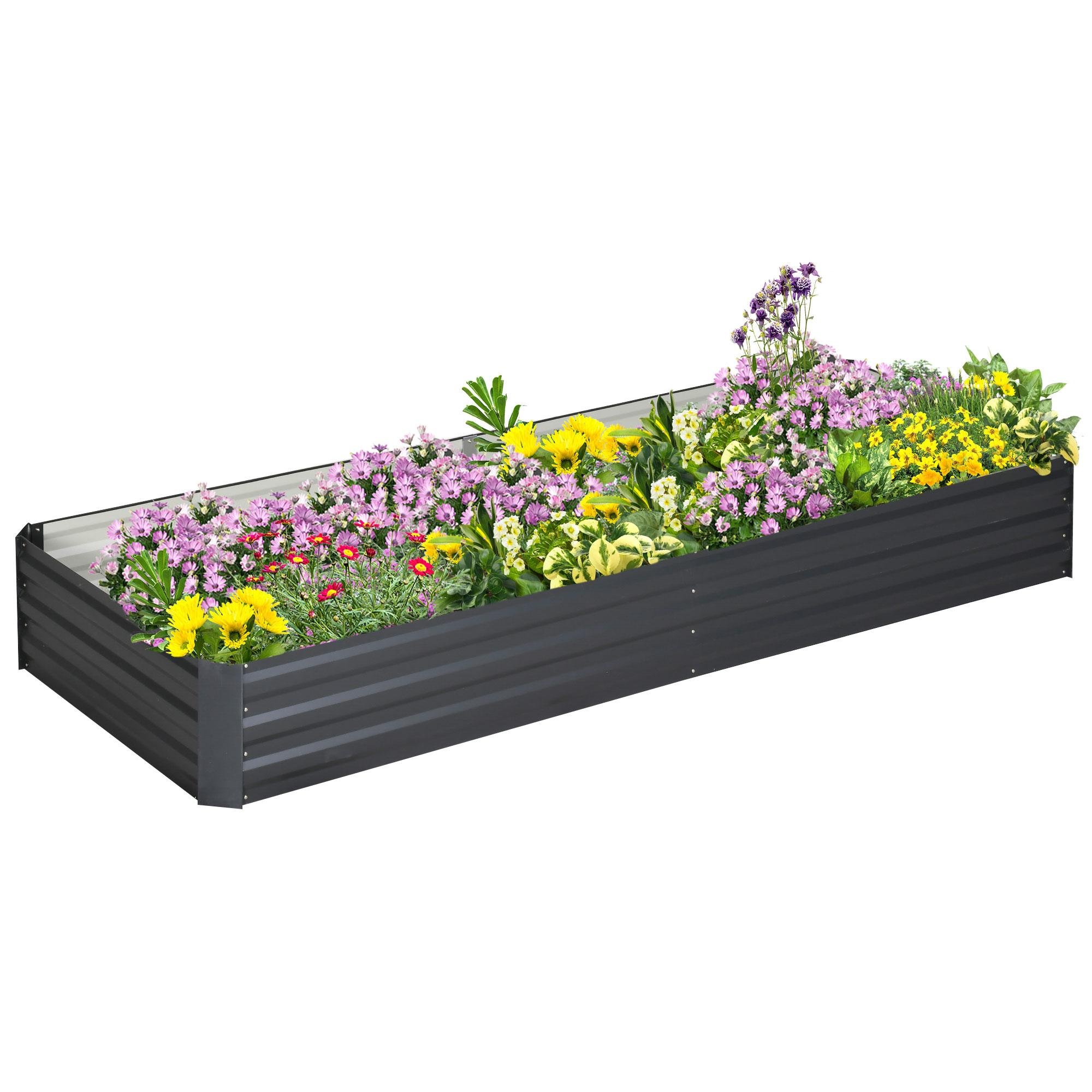 8 x 3 FT Galvanized Garden Bed with Open Bottom