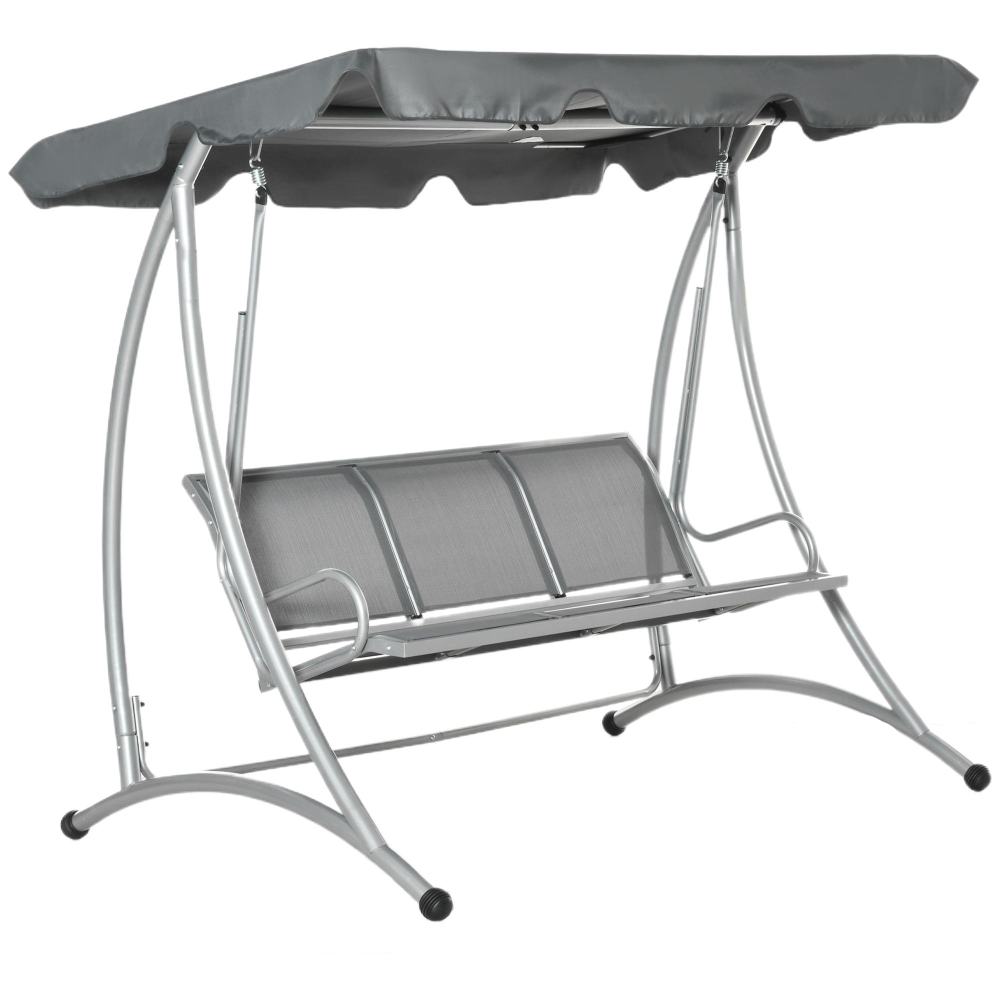 Dark Gray Sling Patio Swing with Adjustable Canopy