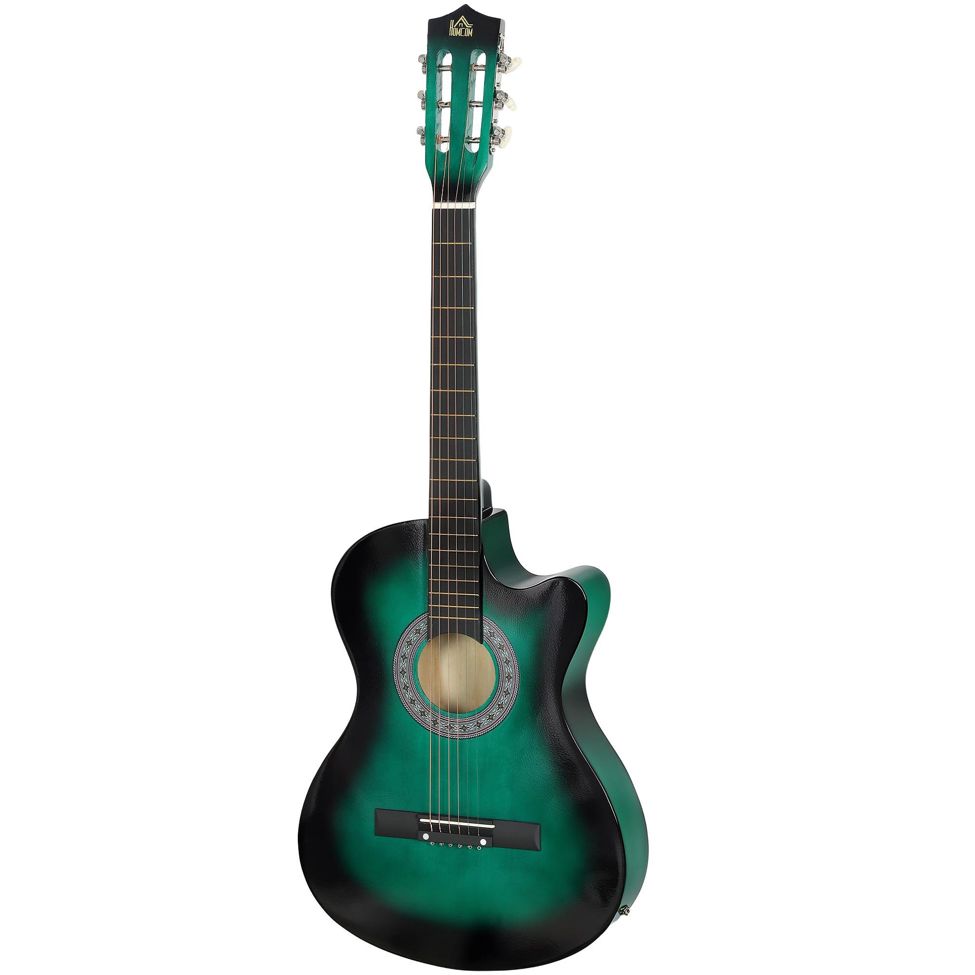 38 Inch Dark Green Guitar with Cutaway Body