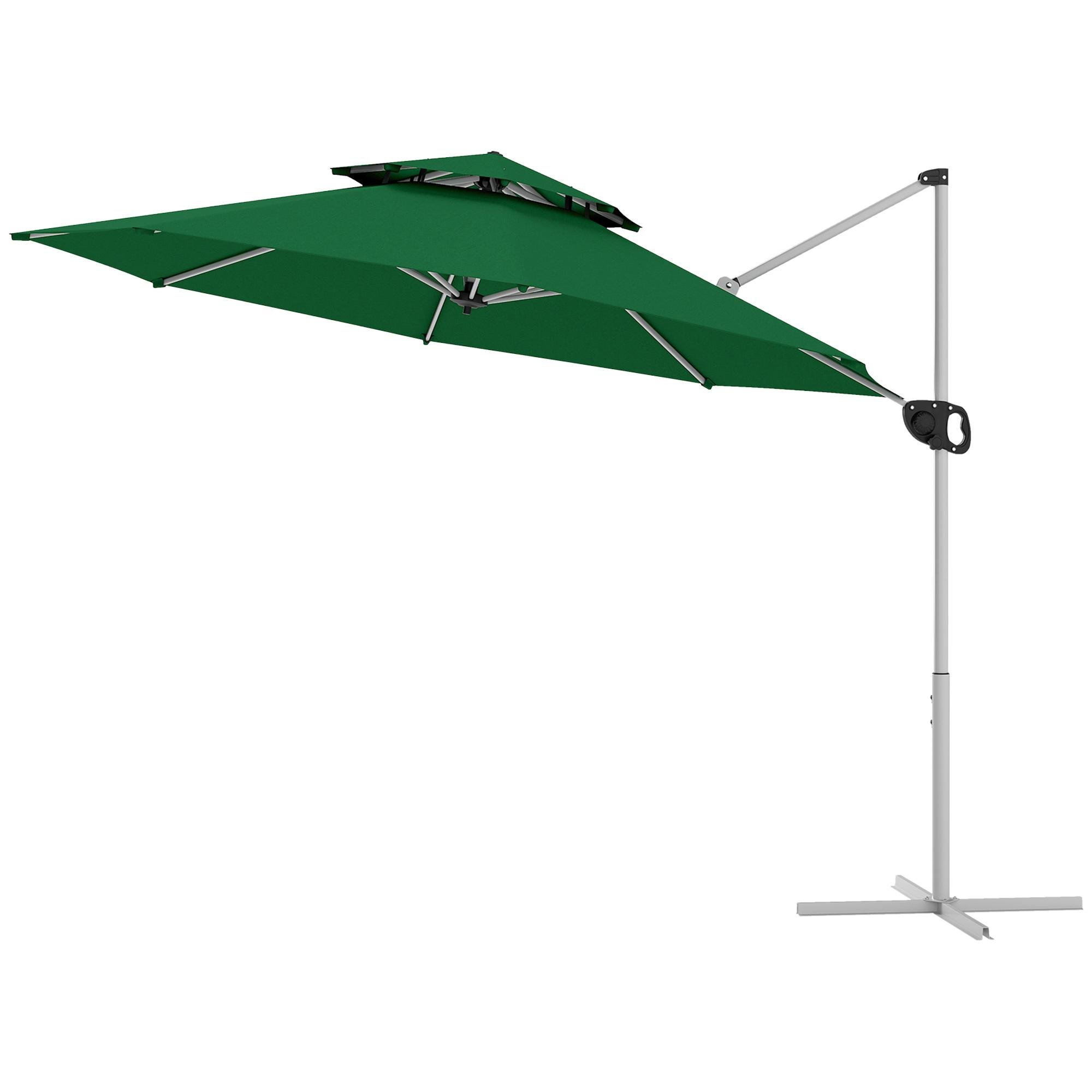 Dark Green 10 ft Cantilever Umbrella with 360° Rotation