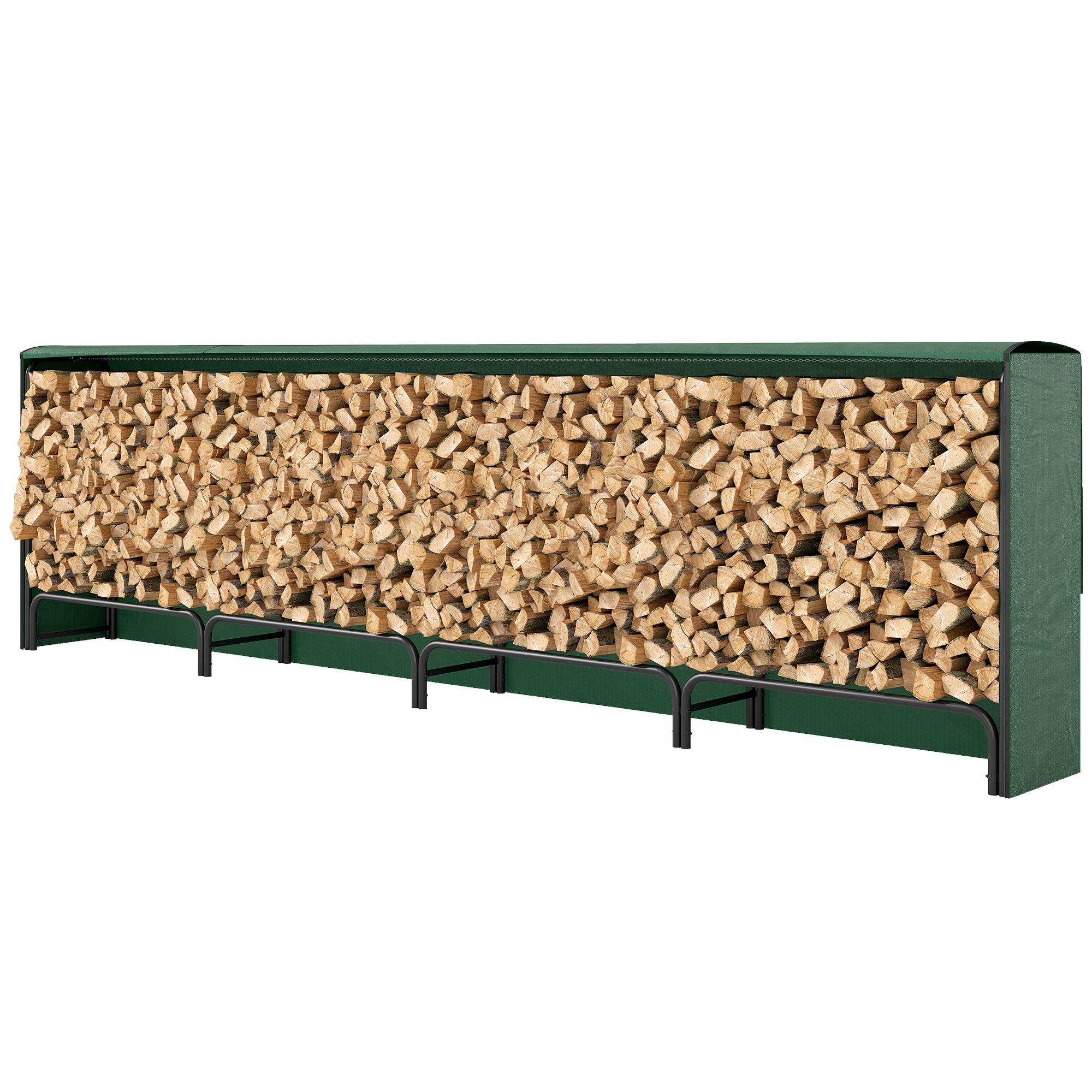 Covered Firewood Rack with 12 ft Adjustable Length