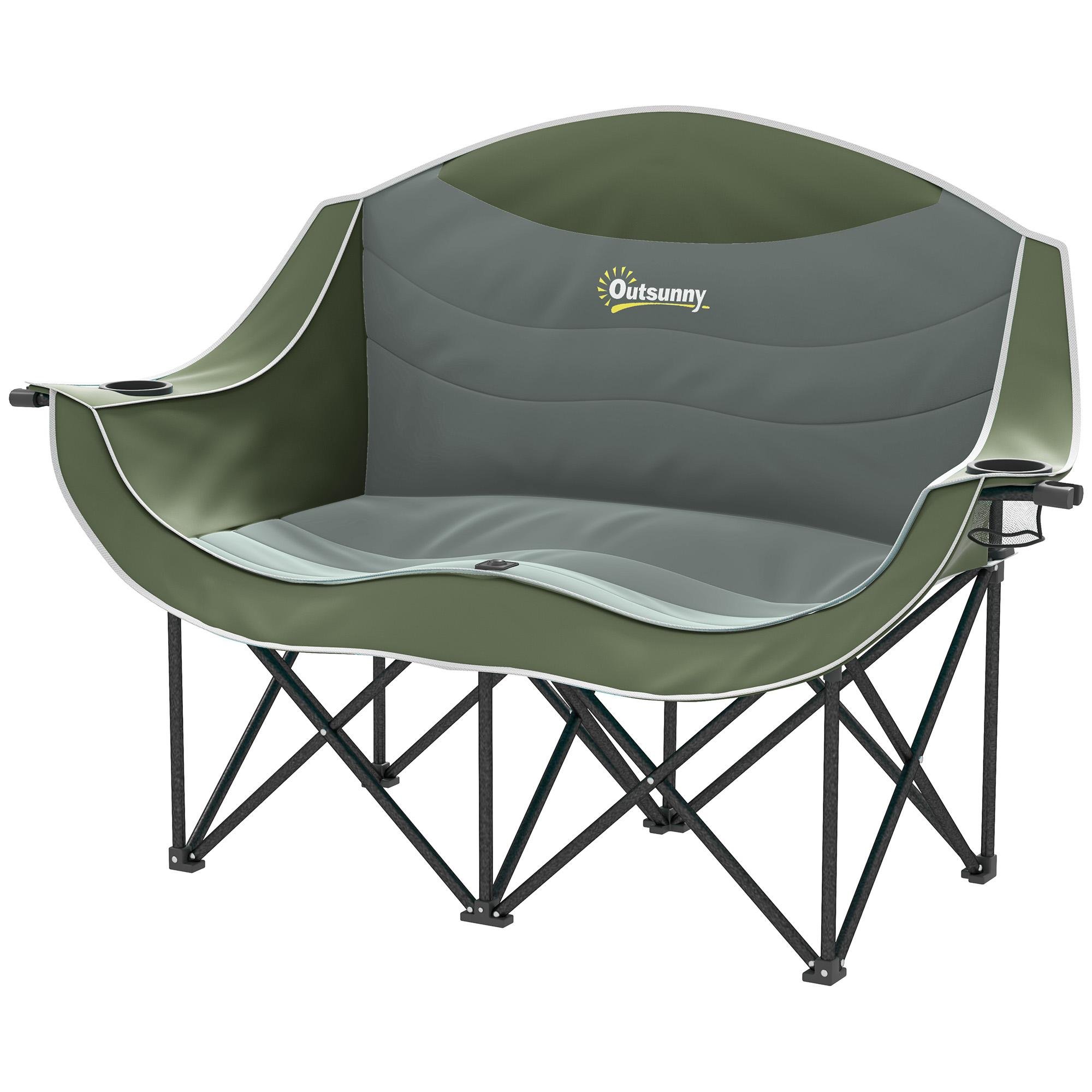 Dark Green Double Camping Chair with Carry Bag