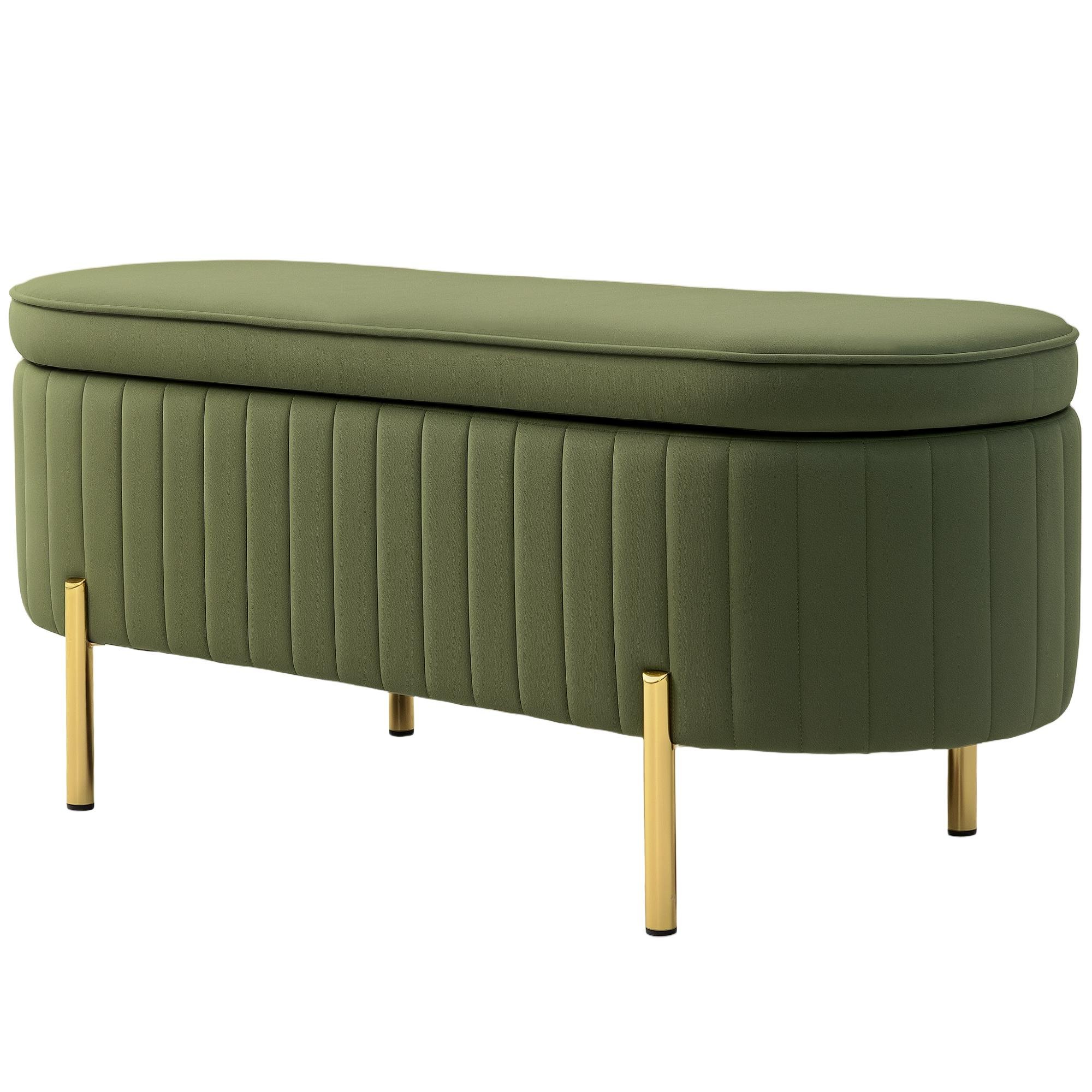 Dark Green Storage Bench with Lift-Top Compartment