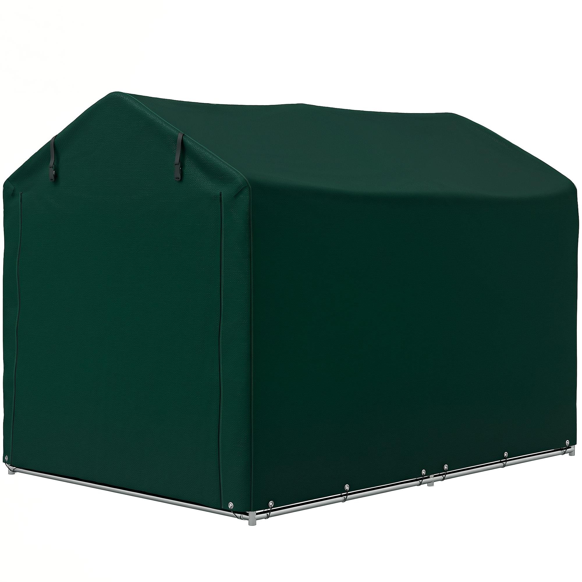 Dark Green Bike Storage Shed with Waterproof UV-Resistant PE Fabric