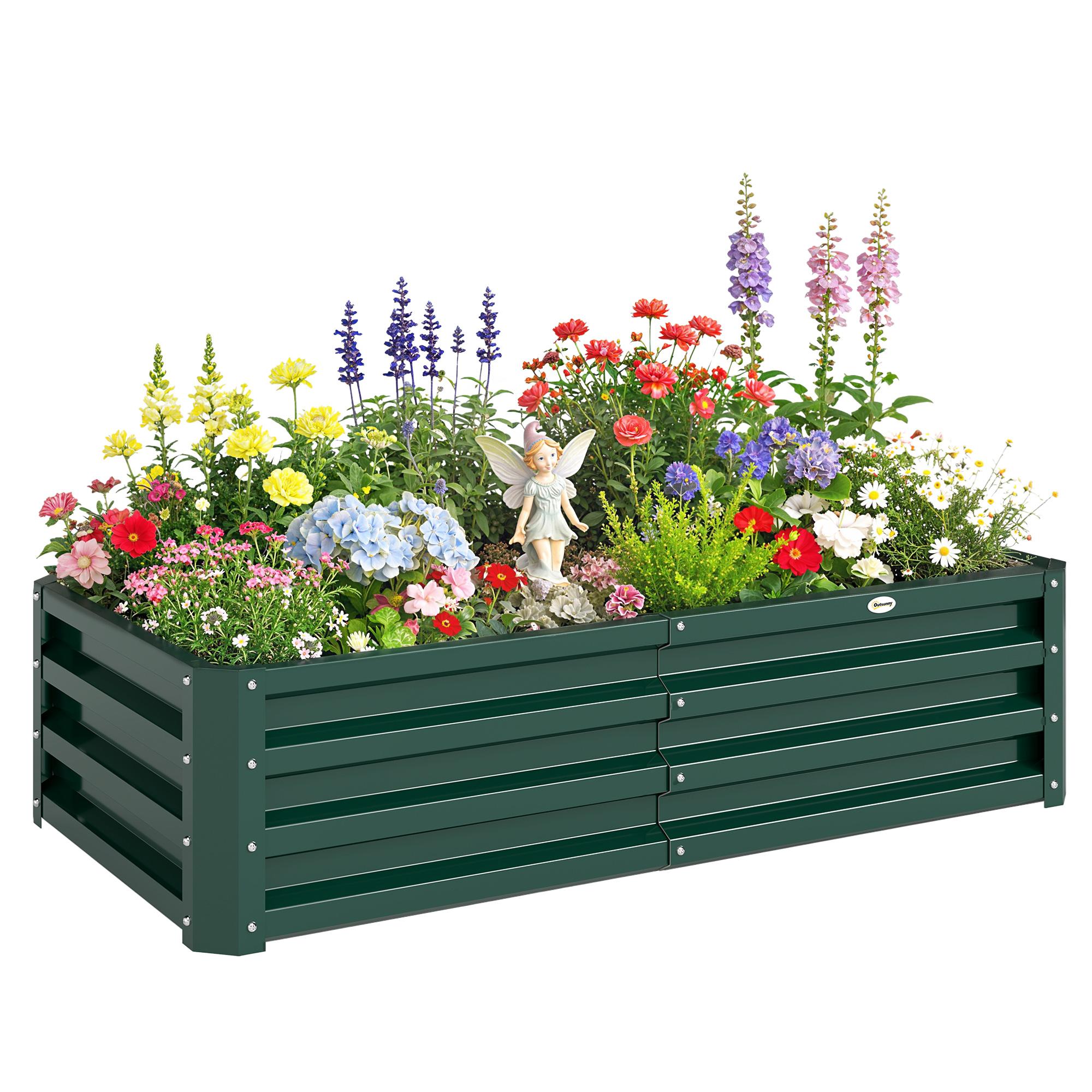Dark Green Raised Planter, Galvanized Steel, 4' x 2' x 1'