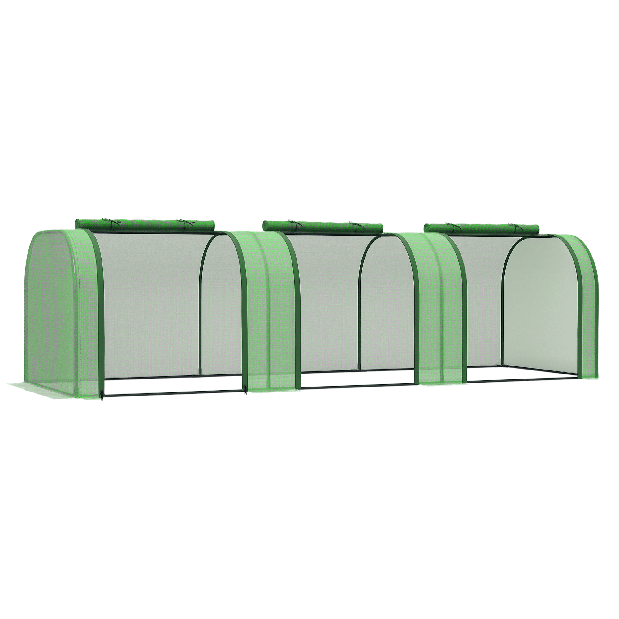 Dark Green Tunnel Greenhouse with Steel Frame, 9.7 ft Garden