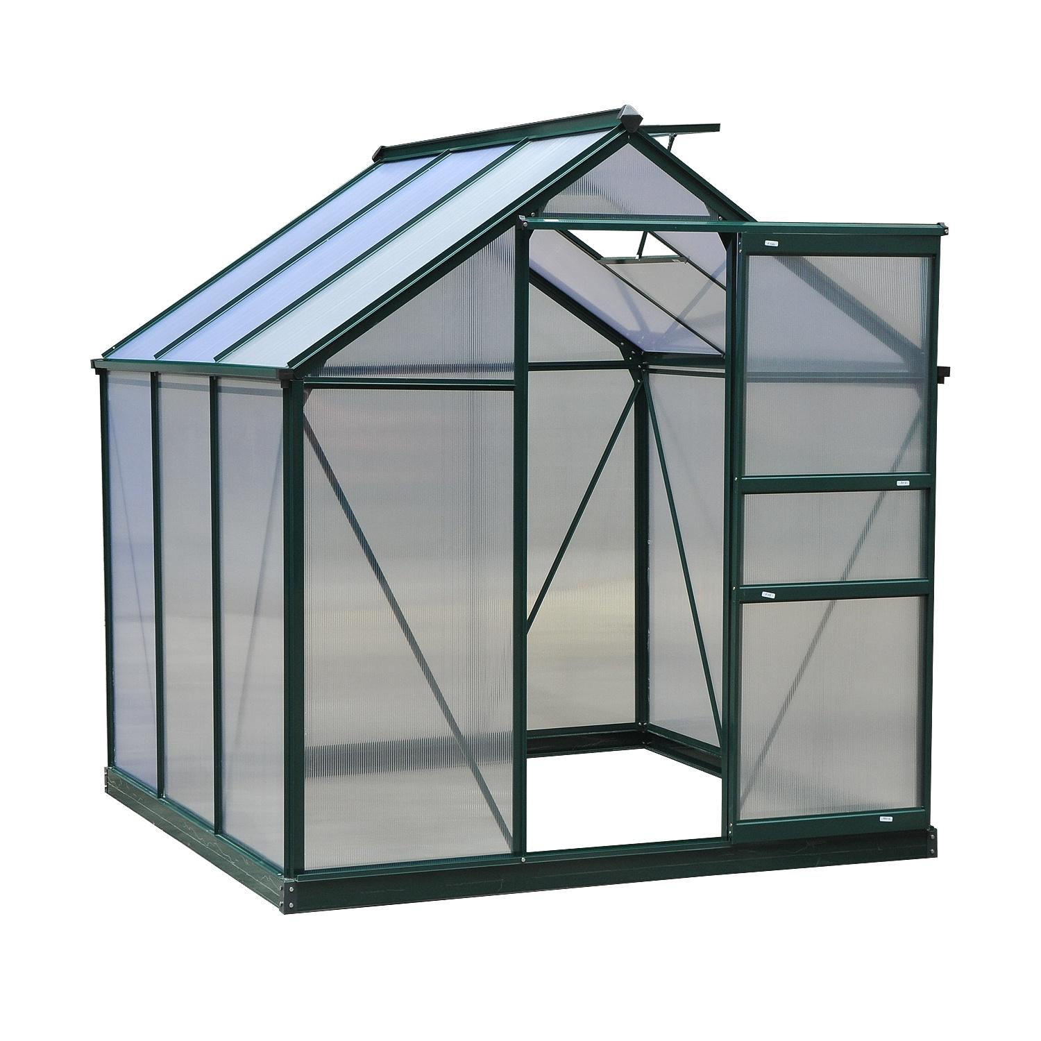Dark Green Polycarbonate Greenhouse with Sliding Door