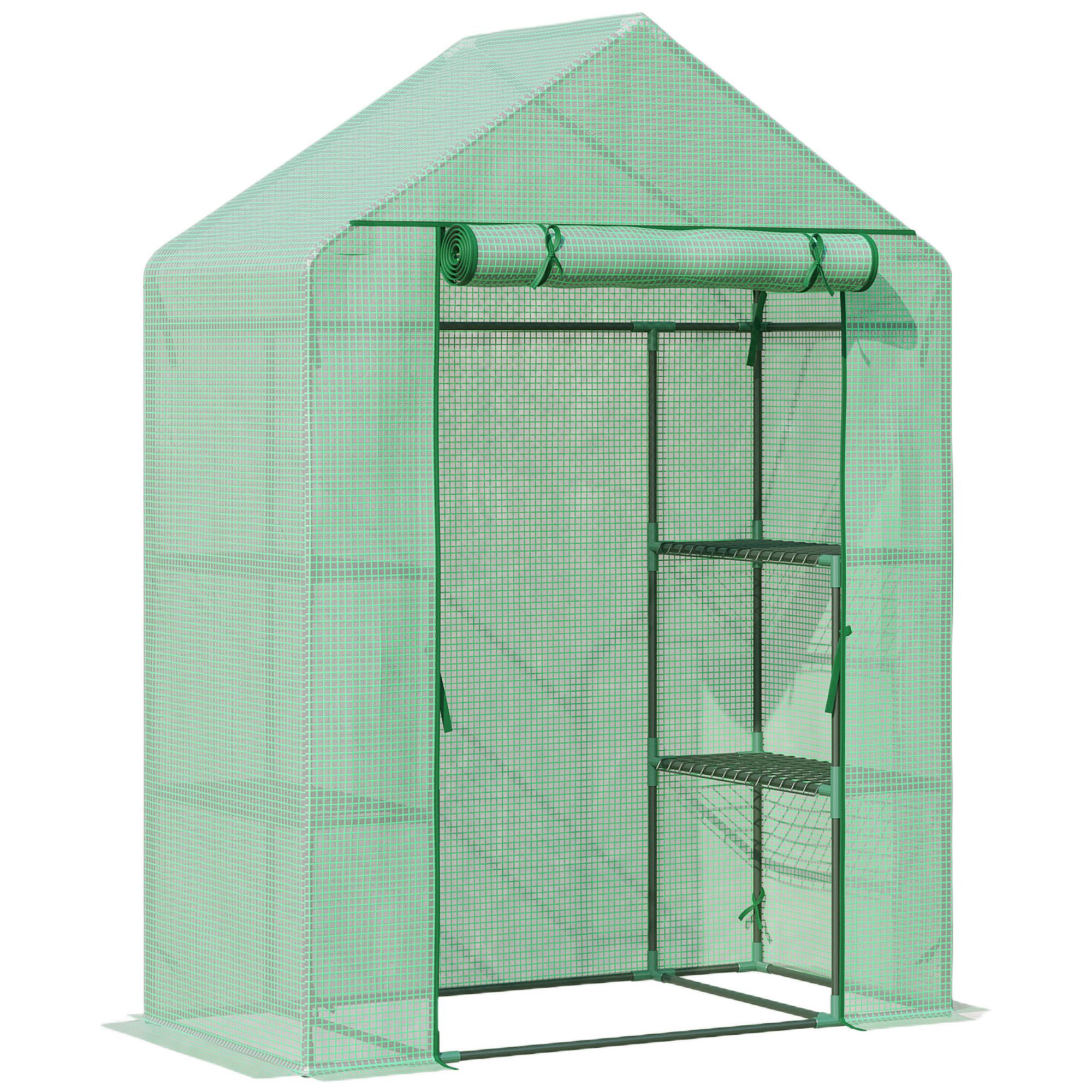 Dark Green PE Greenhouse with 4 Shelves for Seedlings