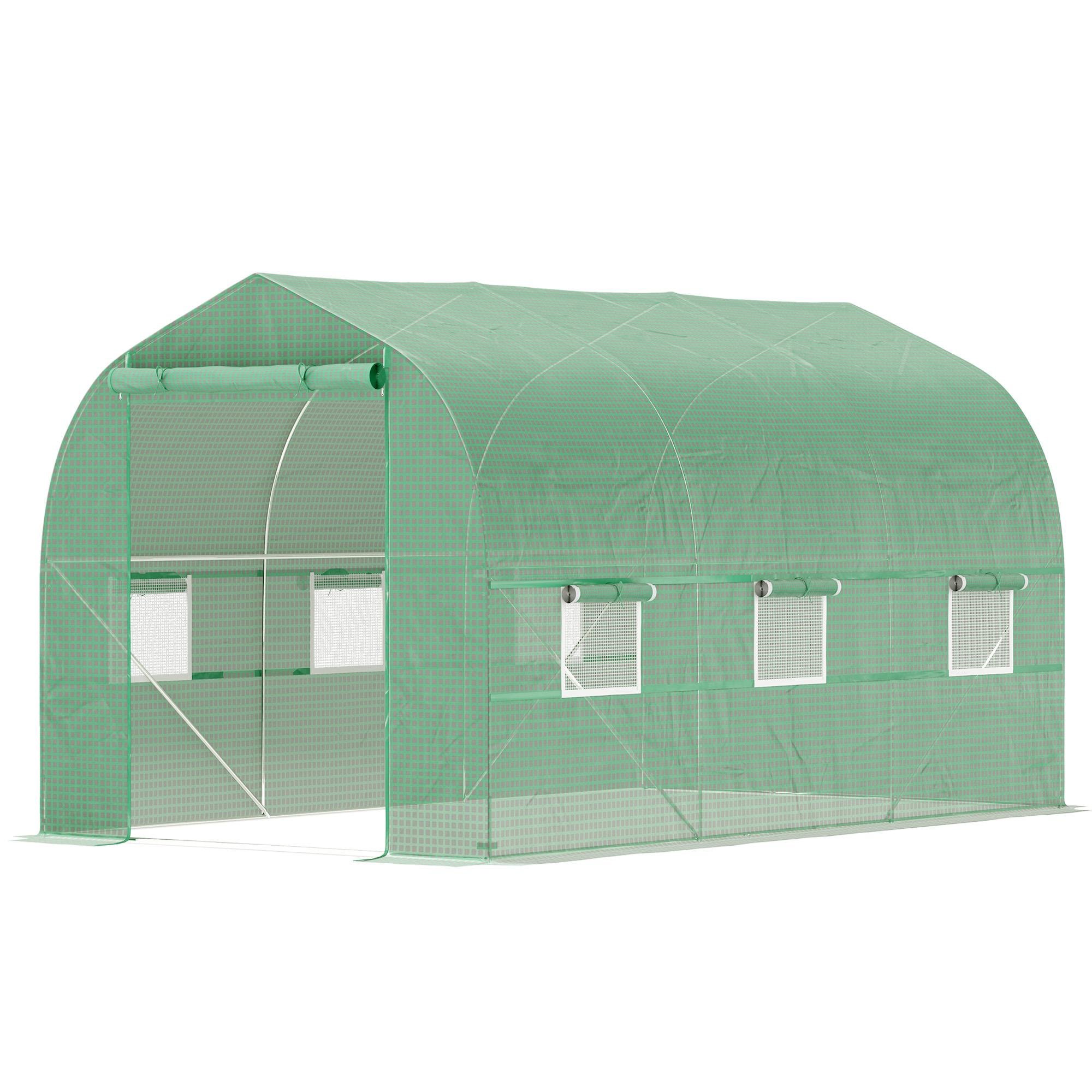 11.4 ft PE Tunnel Greenhouse with Six Roll-Up Windows