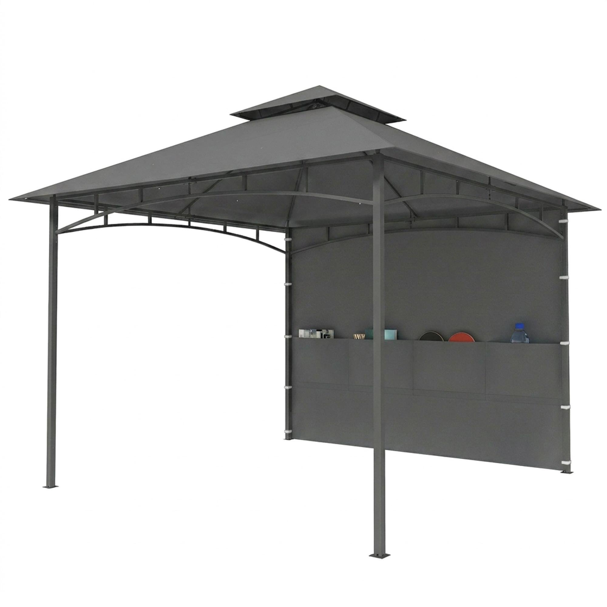 Dark Grey 10x10 Gazebo with Double-Tier Roof