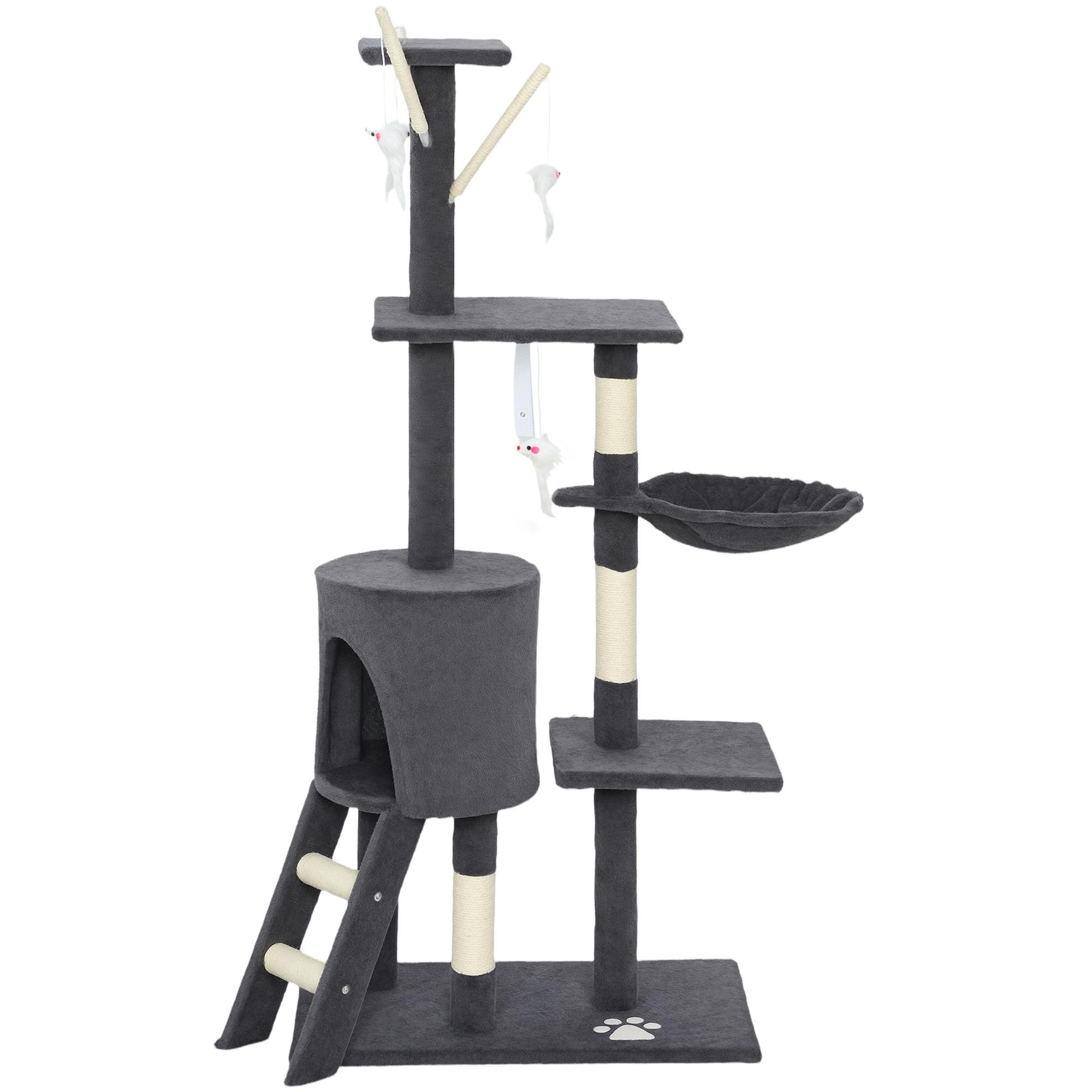 53 inch plush cat tower with condo and hammock