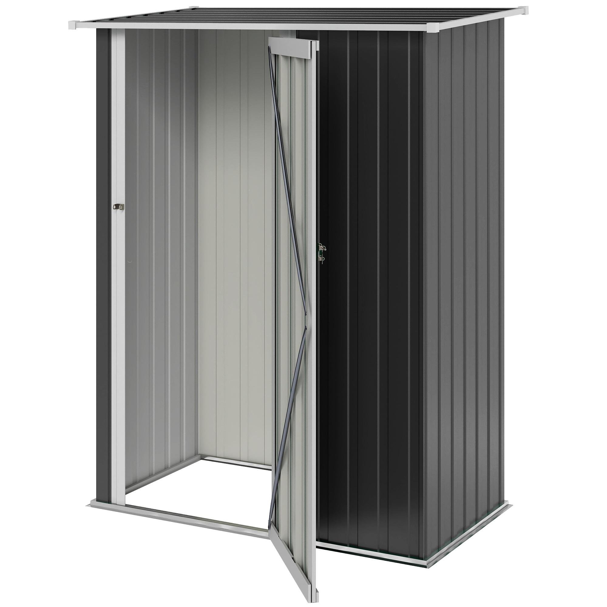 Dark Grey Alloy Steel Shed with Sloped Roof, 5' x 3'