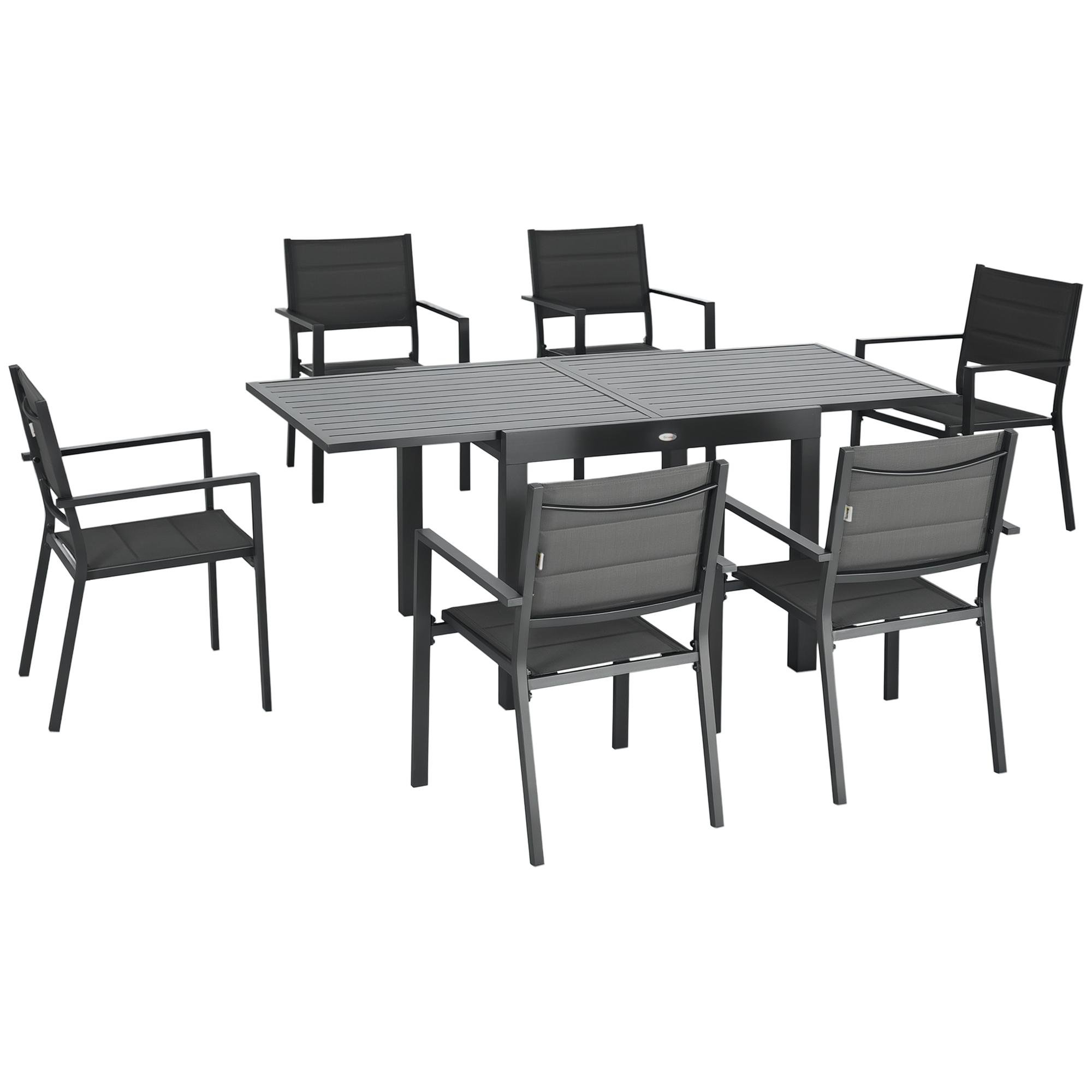 Expandable Aluminum Patio Set for 6