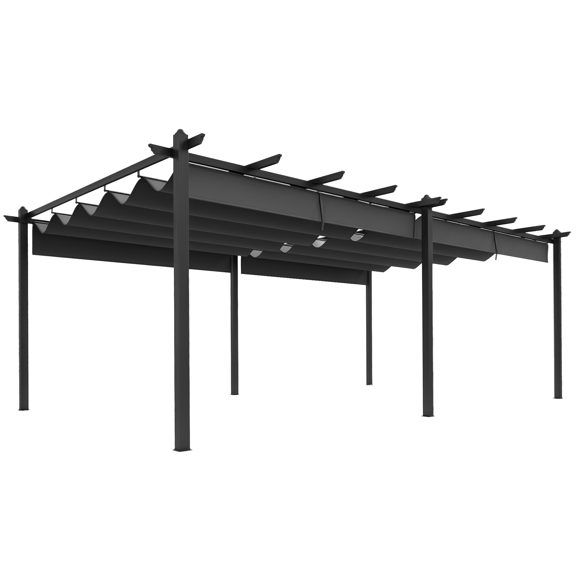 12 x 20 Dark Grey Pergola with Retractable Canopy