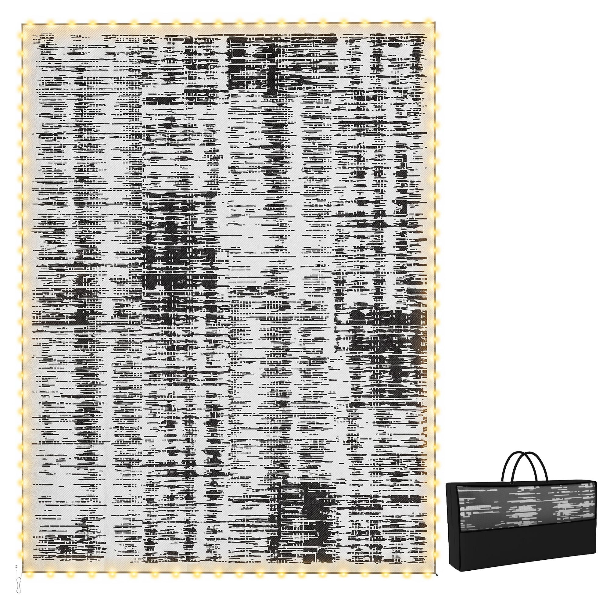 Dark Grey Polypropylene Camping Rug with LED Lights, 143.7 x 107.9 in