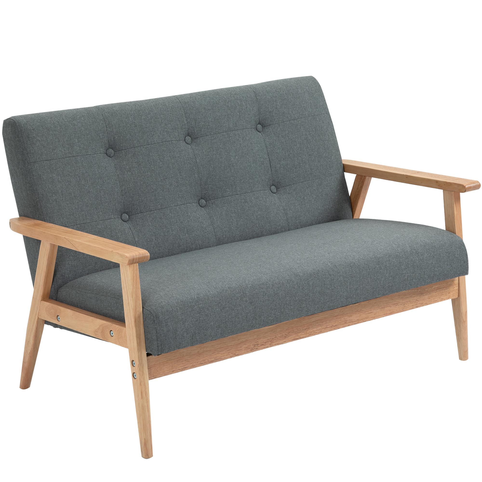 Dark Grey Button Tufted Sofa, 45.3-Inch Two-Seater