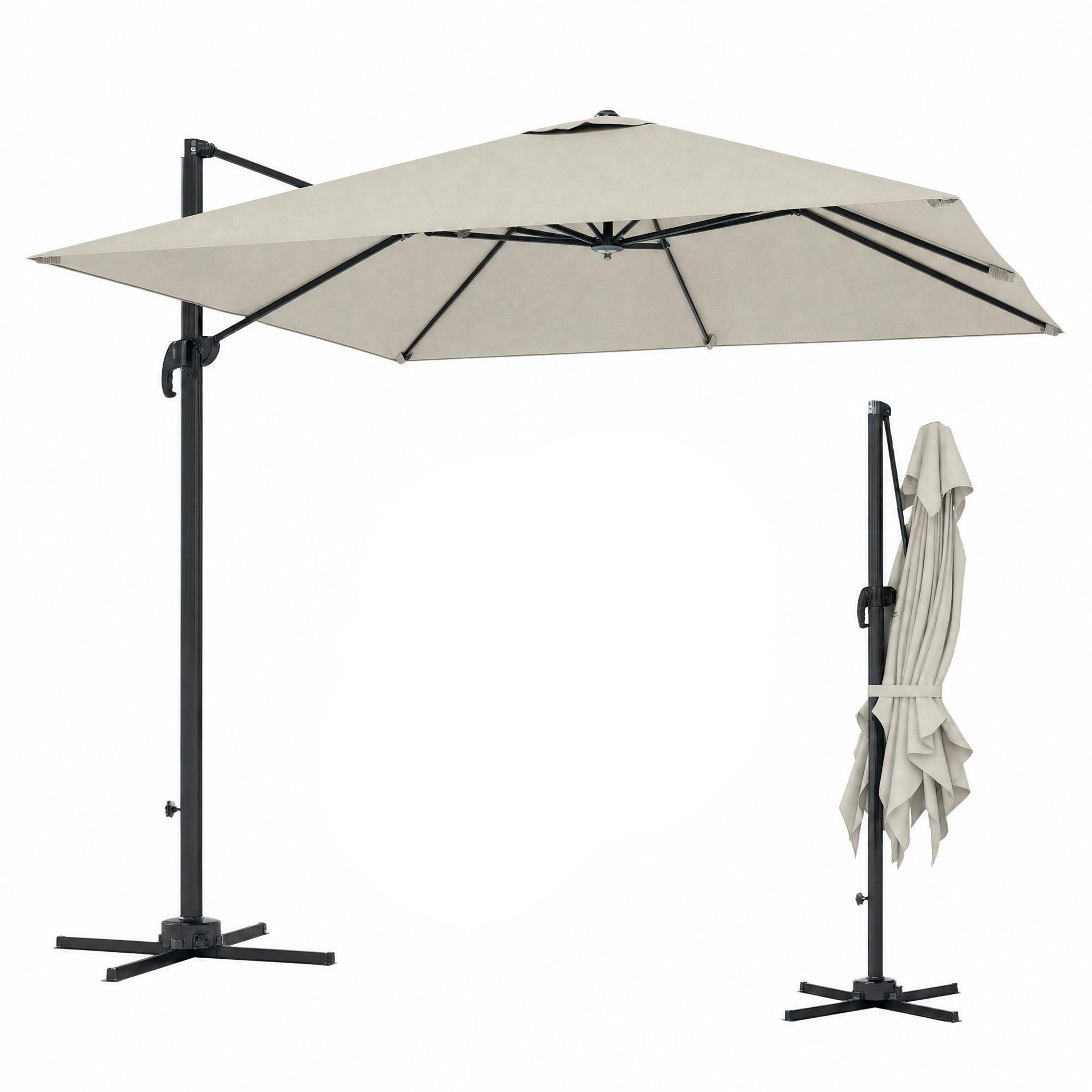 Dark Grey Cantilever Umbrella with 360° Rotation for Patio
