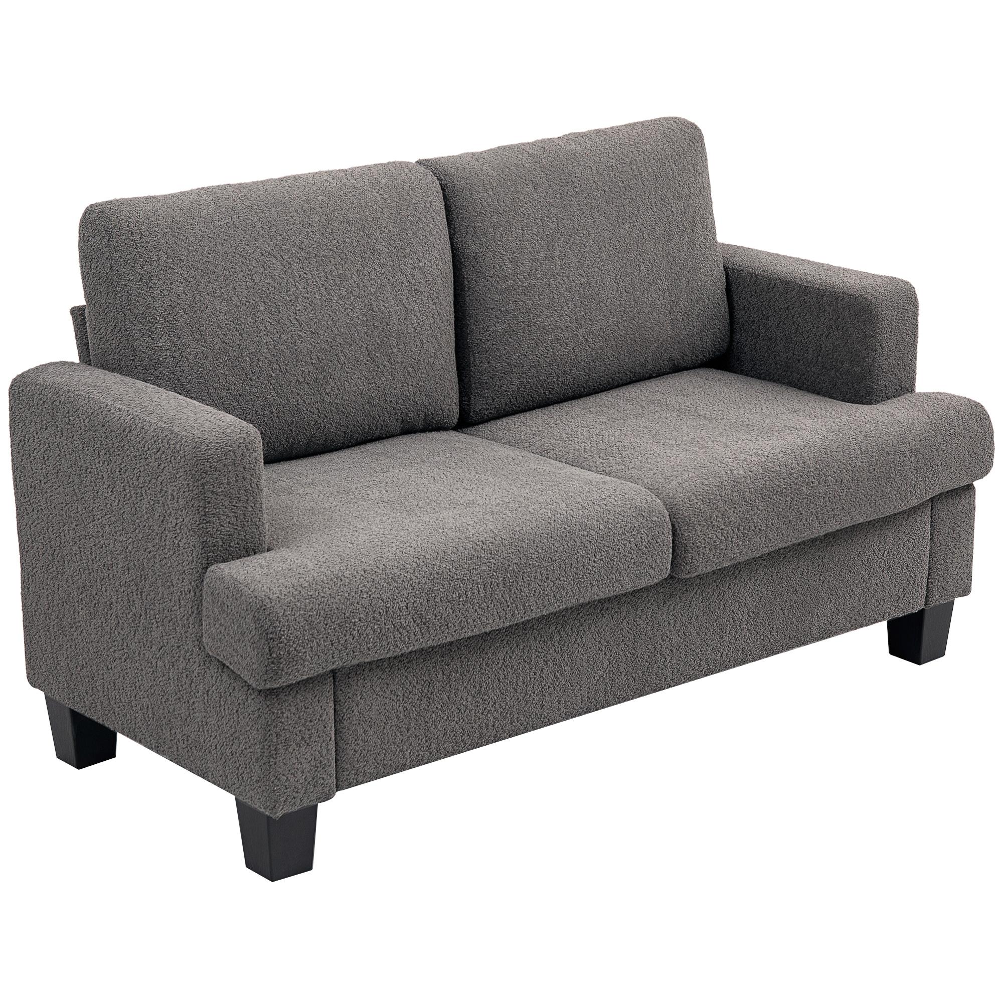 Dark Grey Chenille 2-Seater Sofa with Removable Cushions