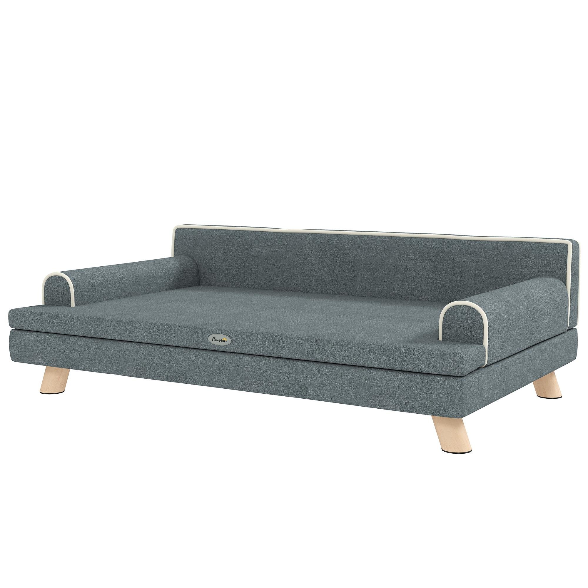 Dark Grey Pine Dog Sofa with Washable Cushion Cover