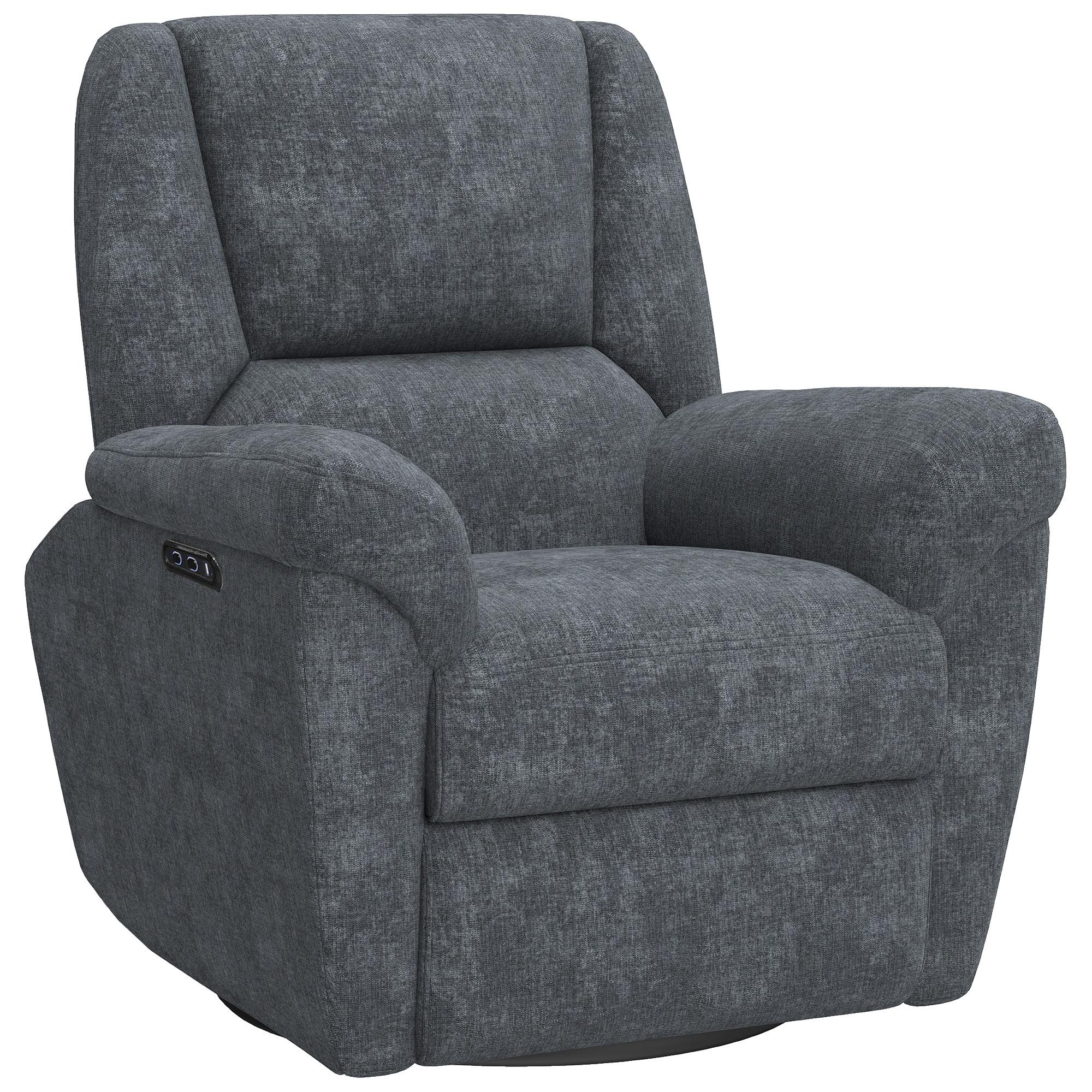 Dark Grey Chenille Swivel Recliner with USB Ports