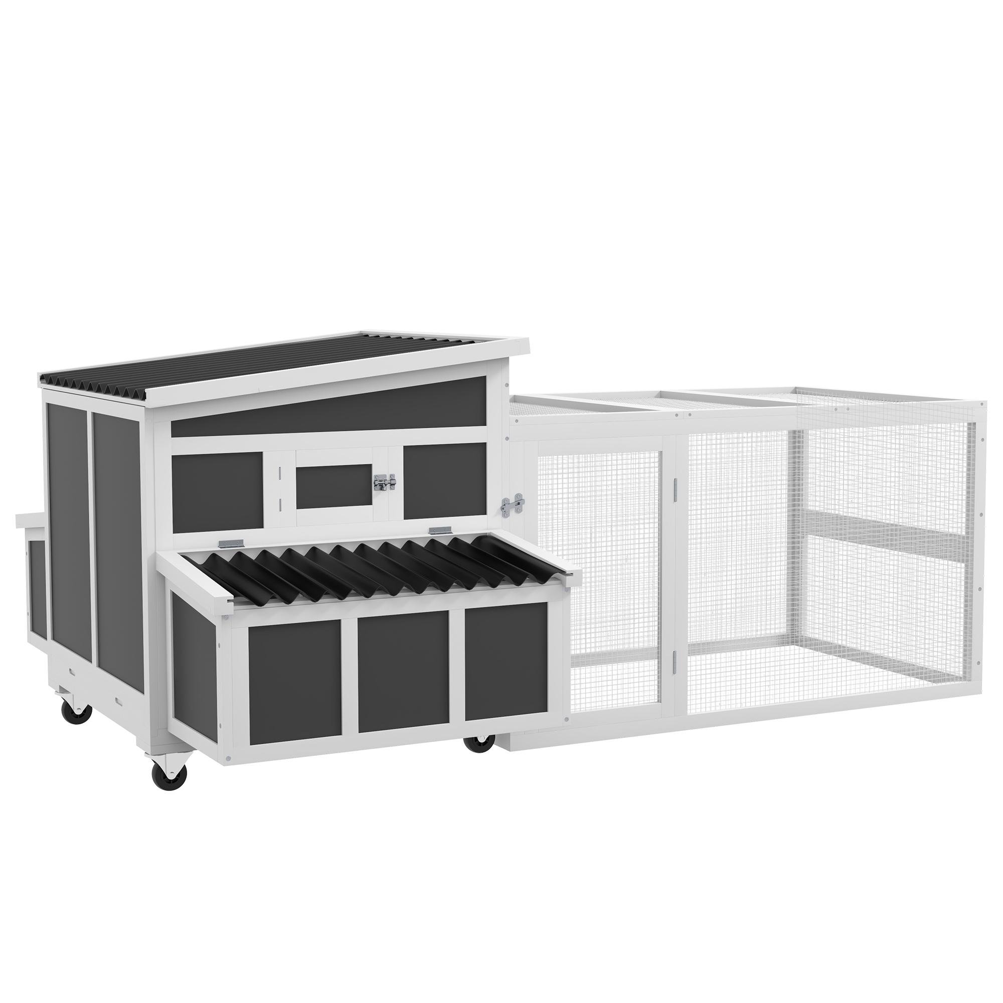 Dark Grey Fir Chicken Coop with Large Run