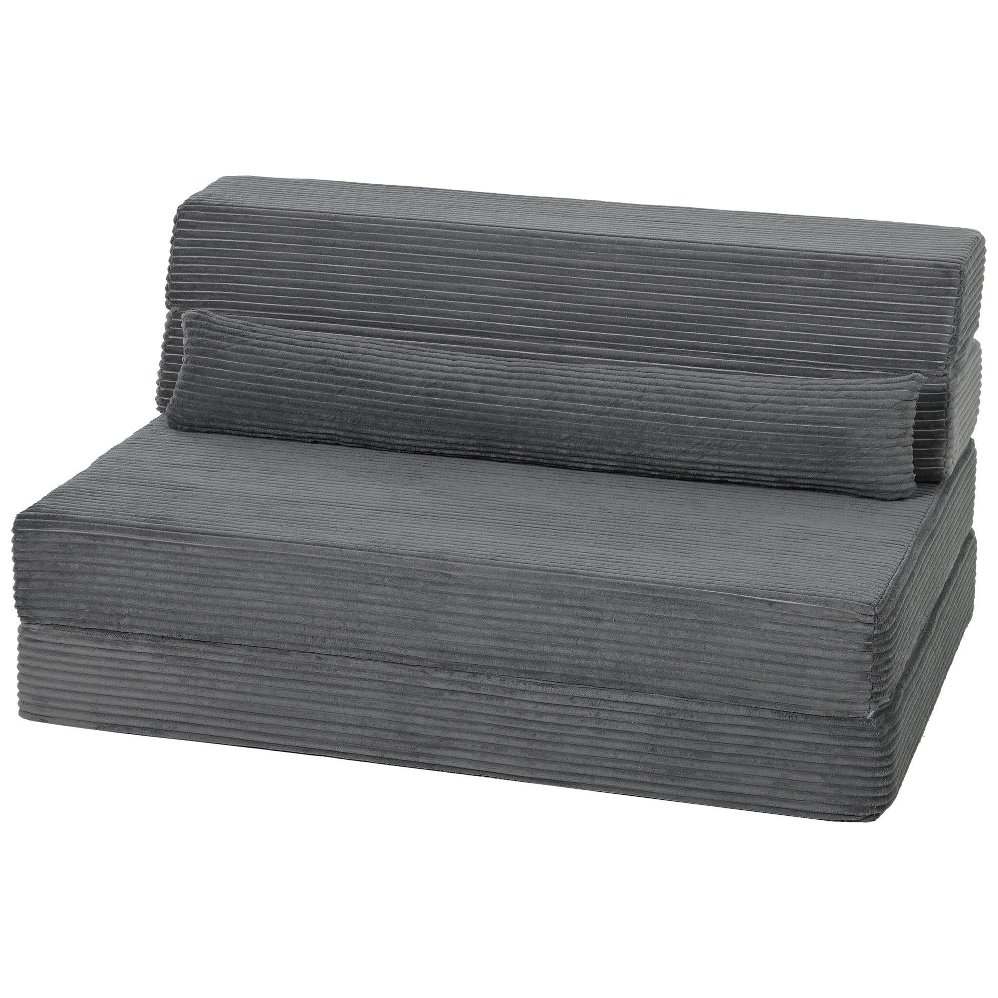Dark Grey Folding Floor Chair with 3-in-1 Design