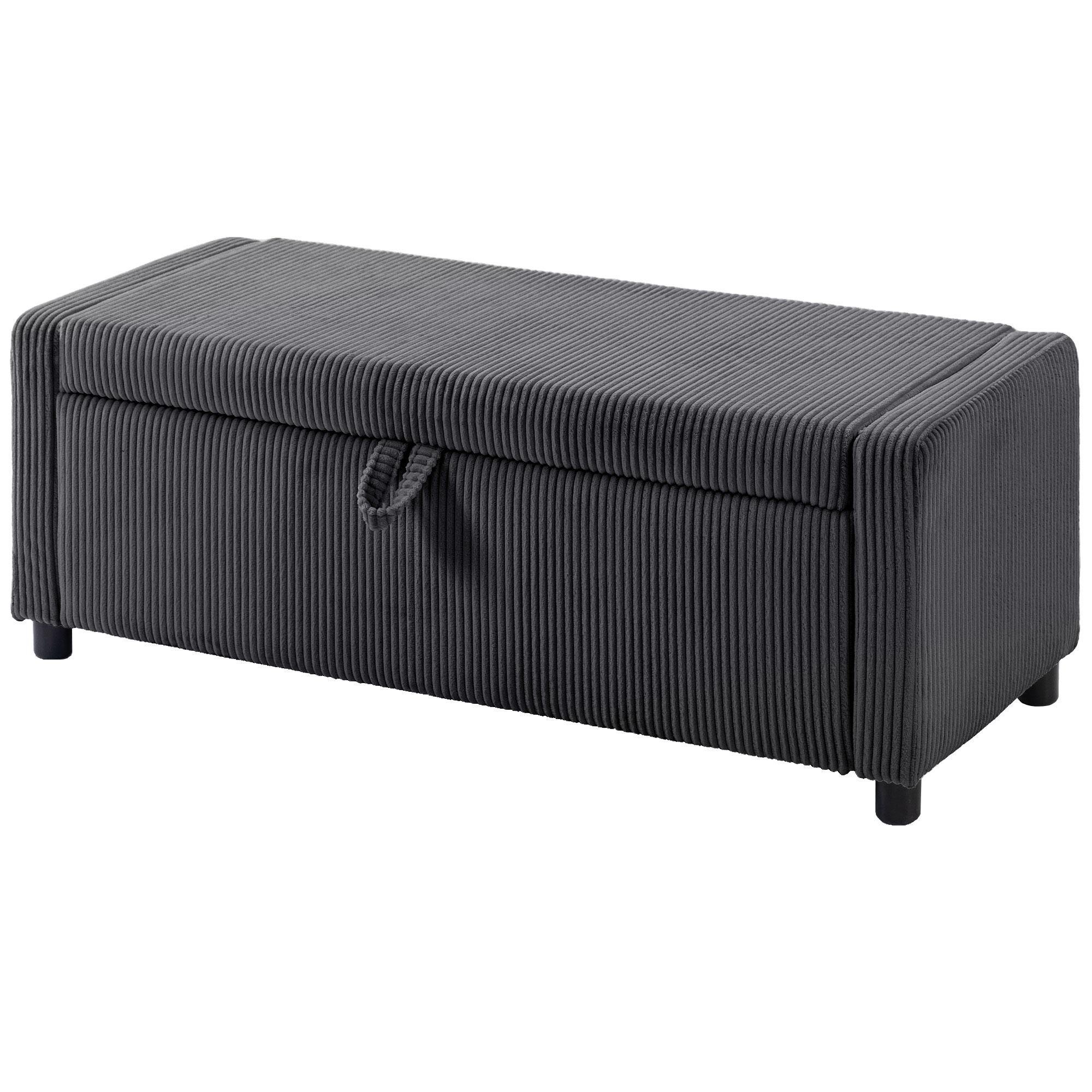 46.5 Inch Corduroy Bench with Hidden Storage