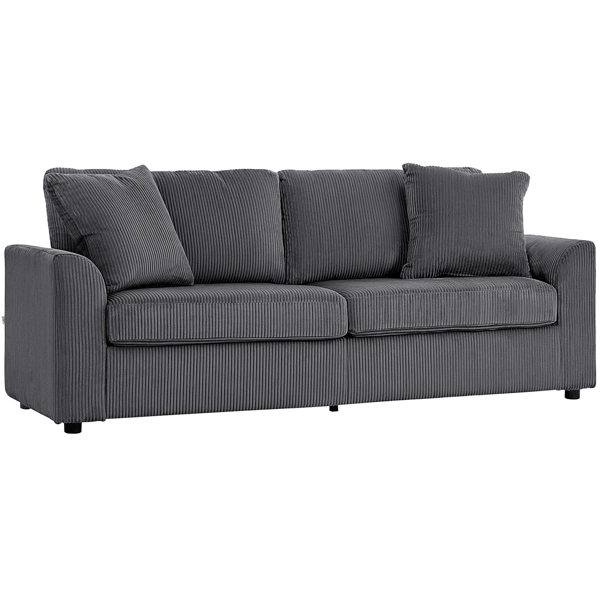 Dark Grey Corduroy Sofa with Pocket Springs, 83.5 in