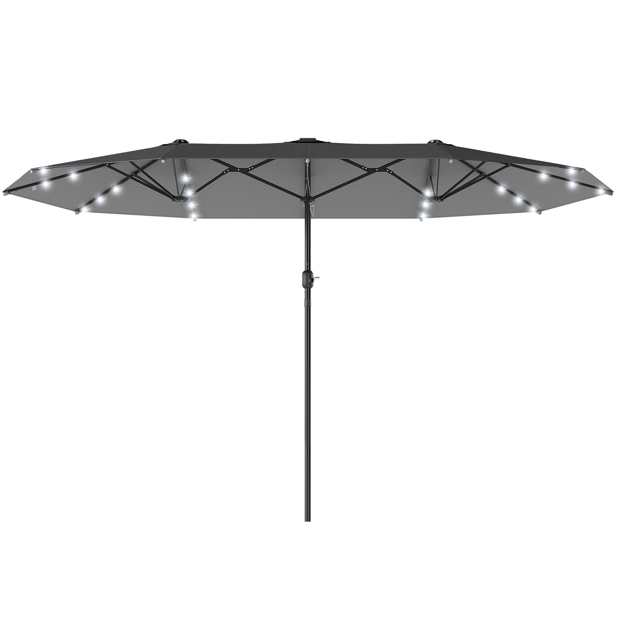 173.2-inch Dark Grey Double Parasol with Solar LEDs