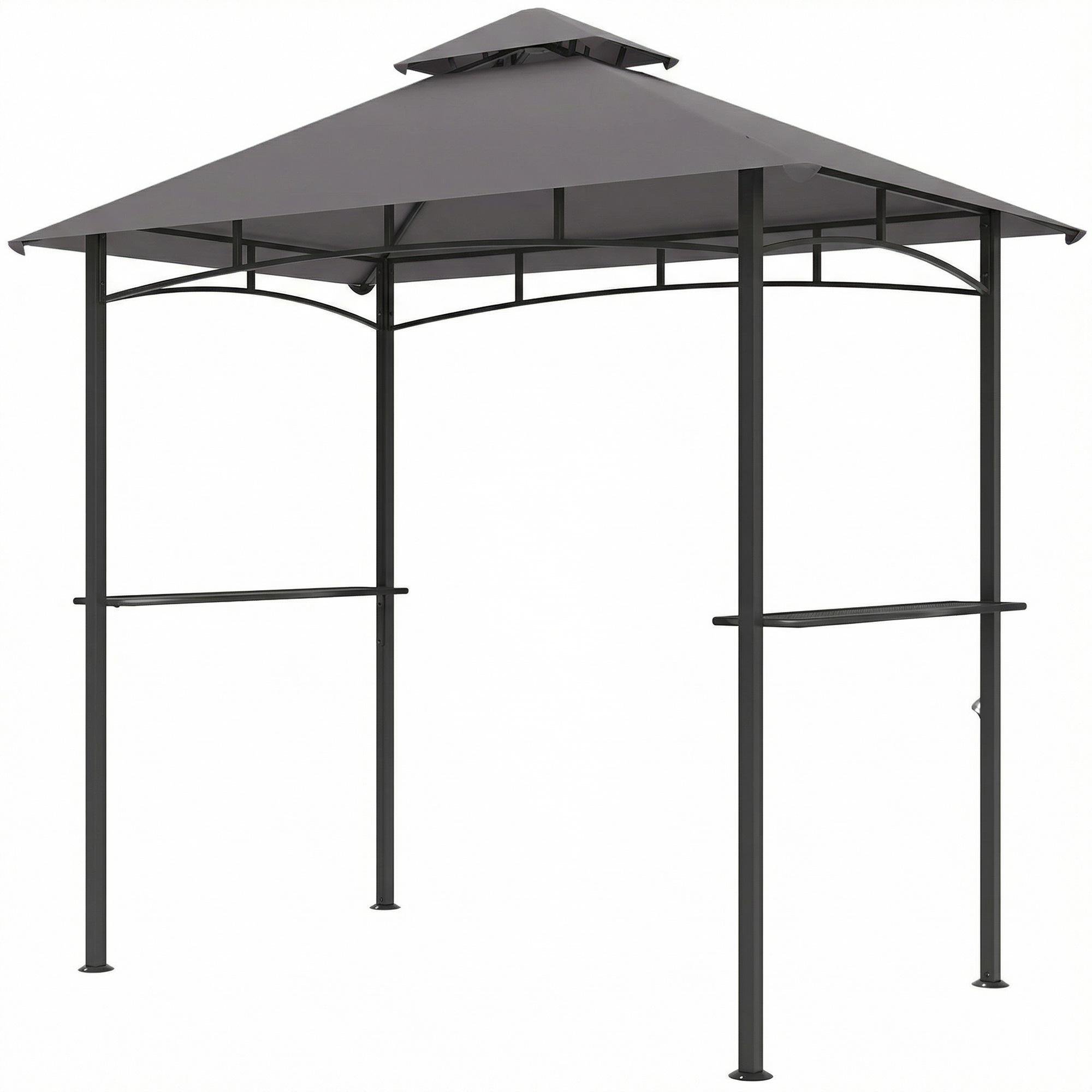 96.5 Inch Polyester Grill Gazebo with Double-Tier Canopy