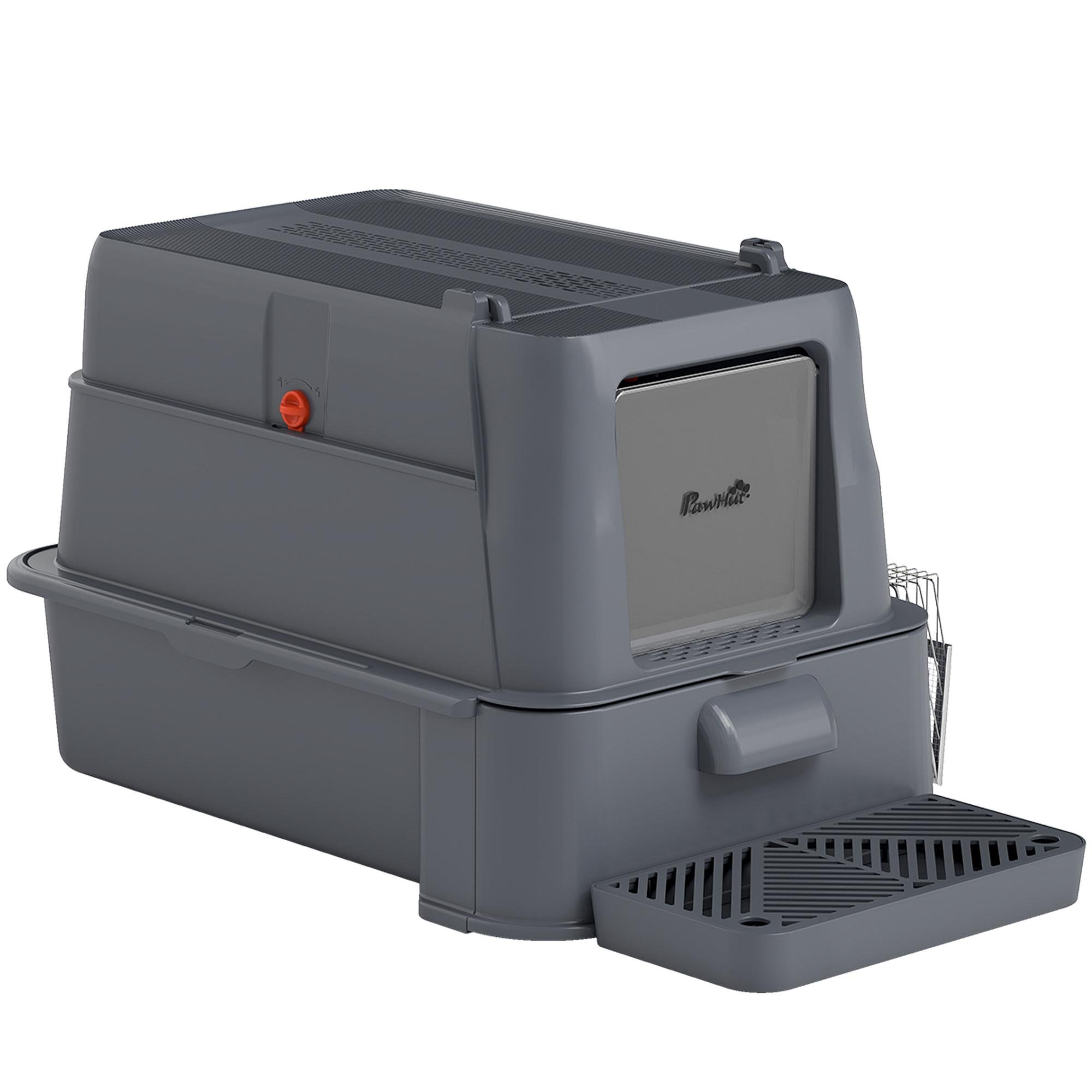 80L dark grey litter box with pull-out tray
