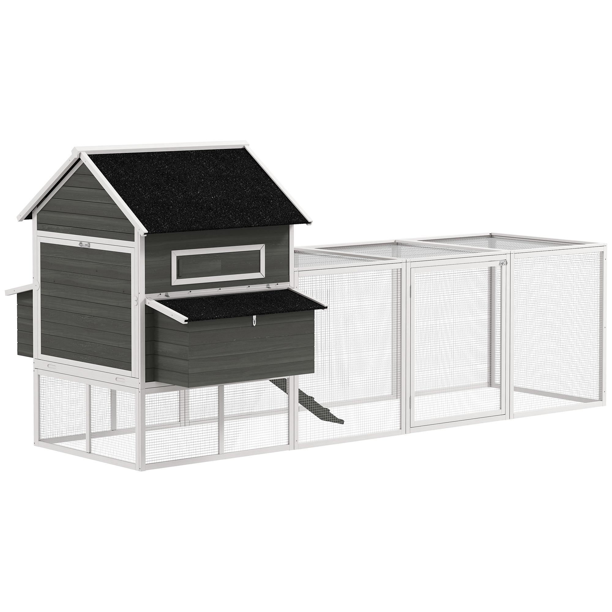 Dark Grey Fir Chicken Run with Nesting Boxes