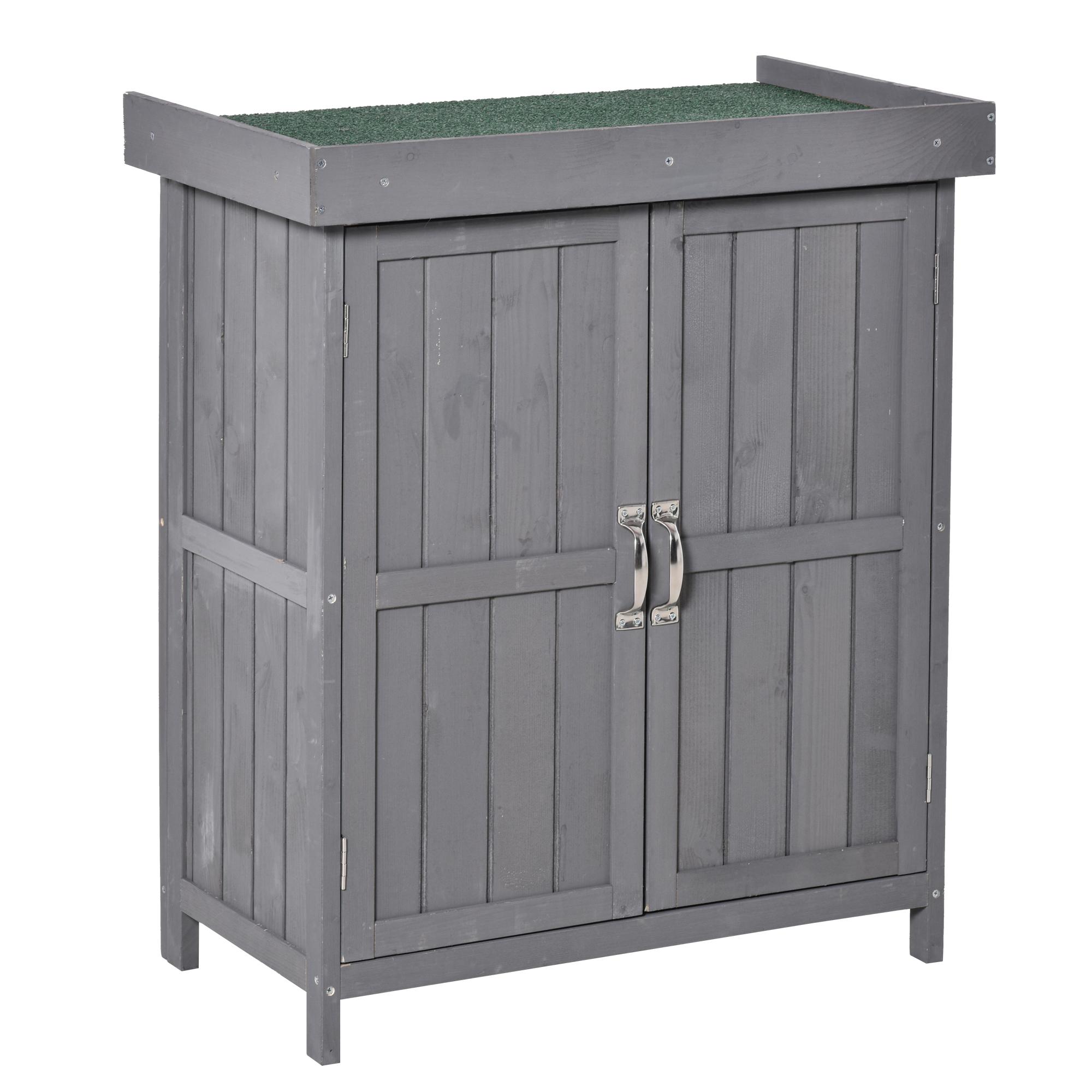 Dark grey fir tool shed with hinged roof, 74 x 43 x 88 cm