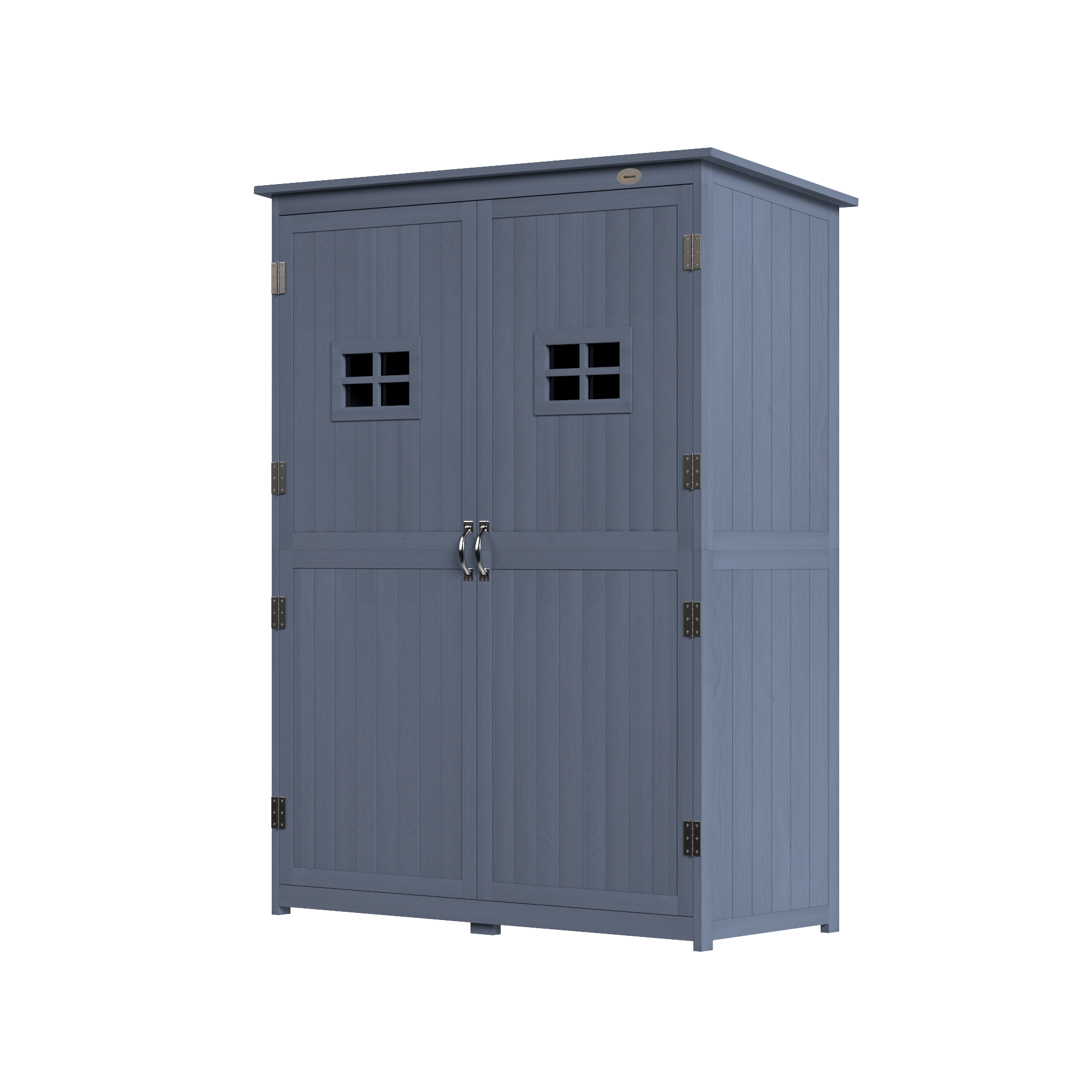 Dark Grey Fir Storage Cabinet with Shelves and Double Doors