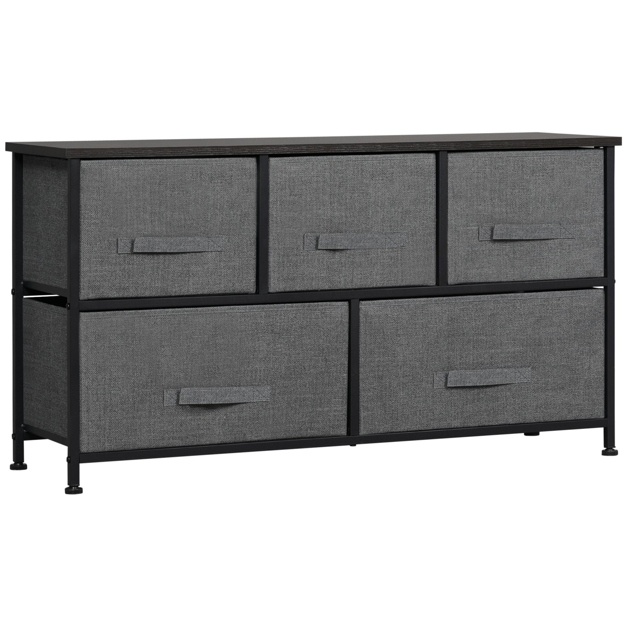 Dark Grey Five Drawer Cabinet with Removable Drawers