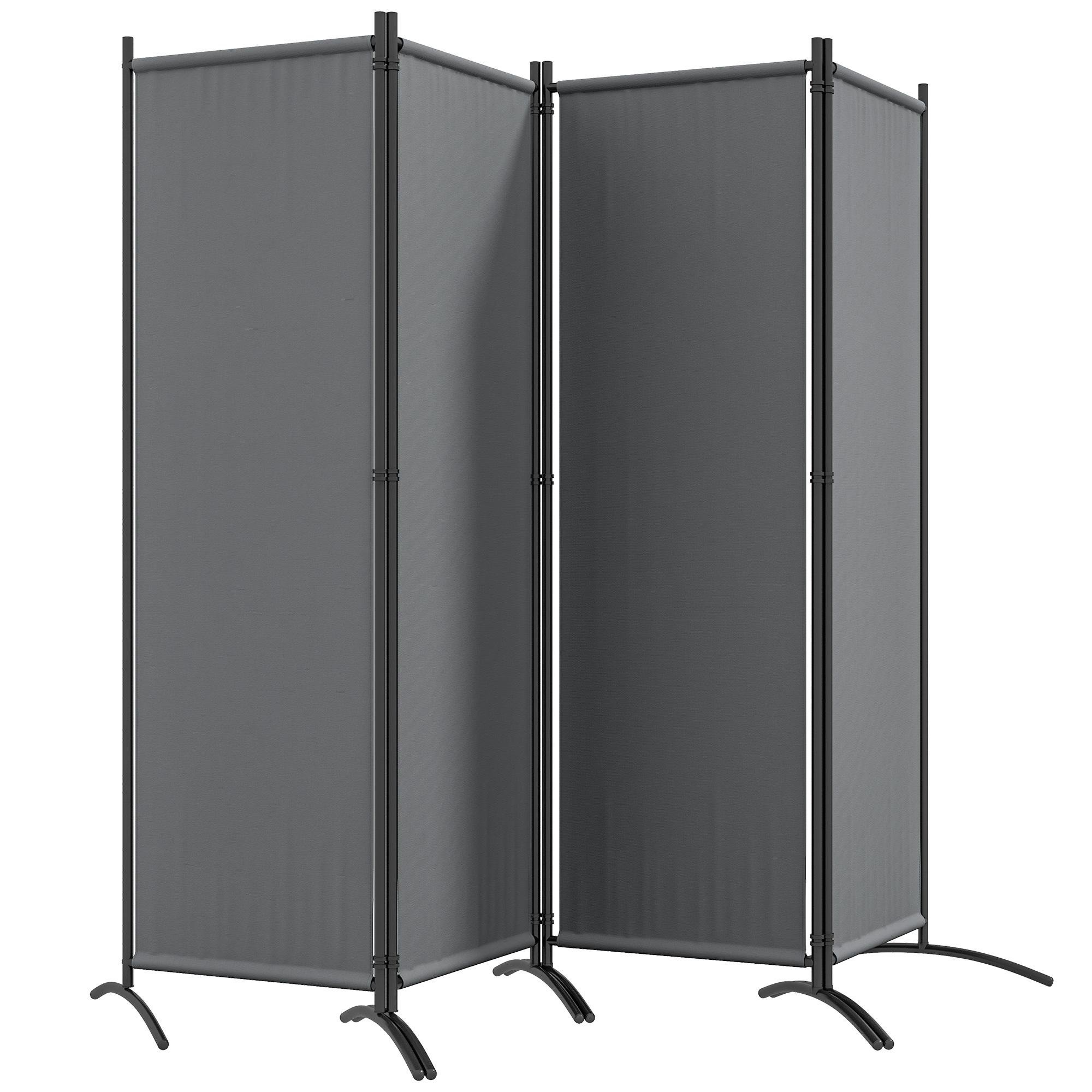 Dark Grey Folding Privacy Screen, 4-Panel 172 cm Tall