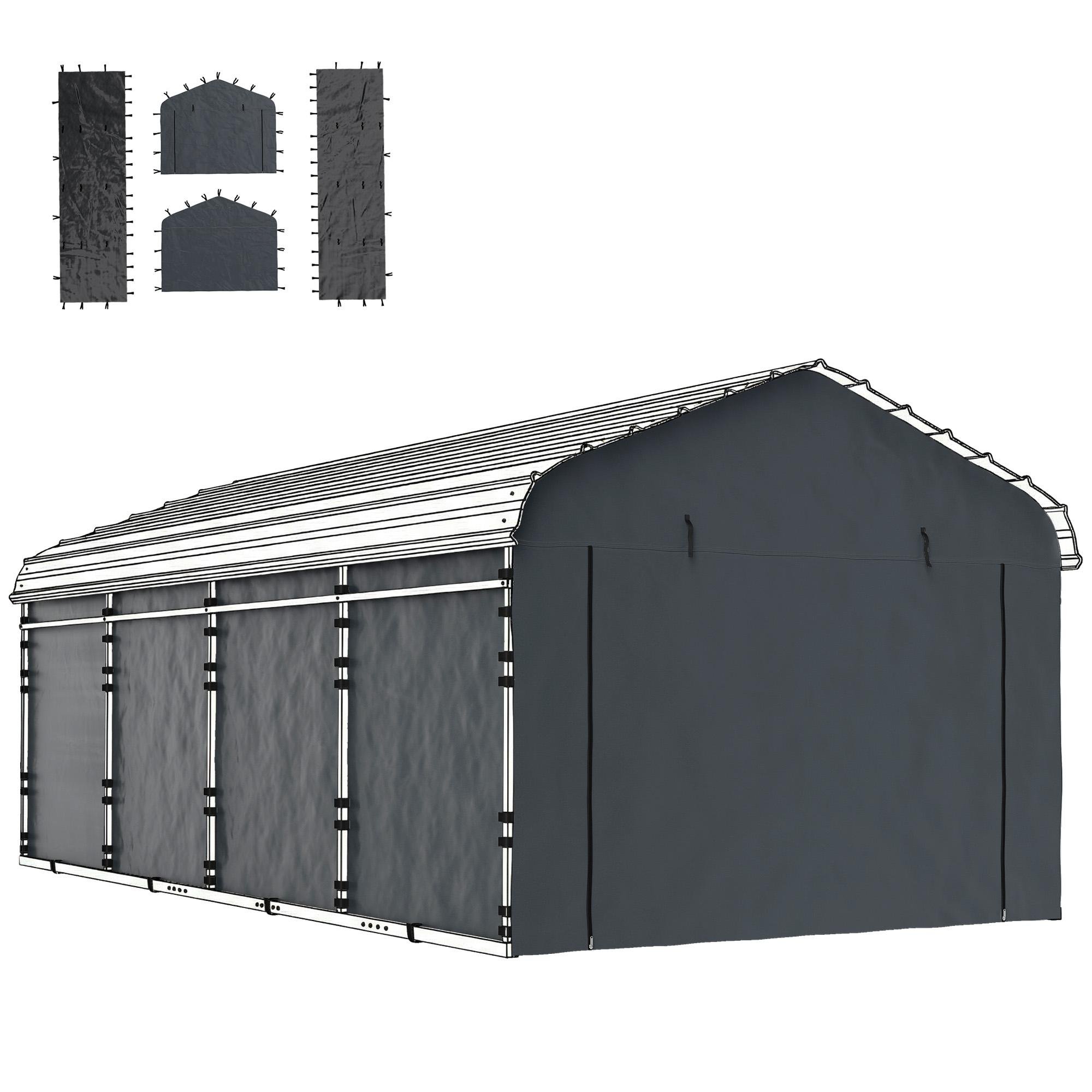 10 x 15 Carport Sidewalls, UPF50+ Dark Grey PE Set