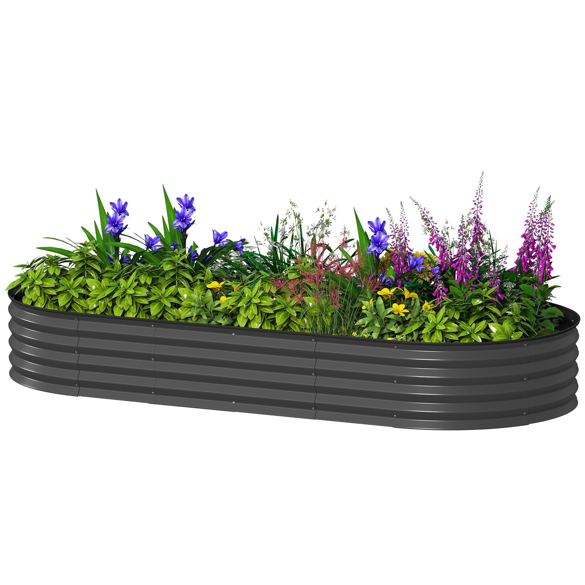 Dark Grey Planter with Open Base, 7 x 3 ft