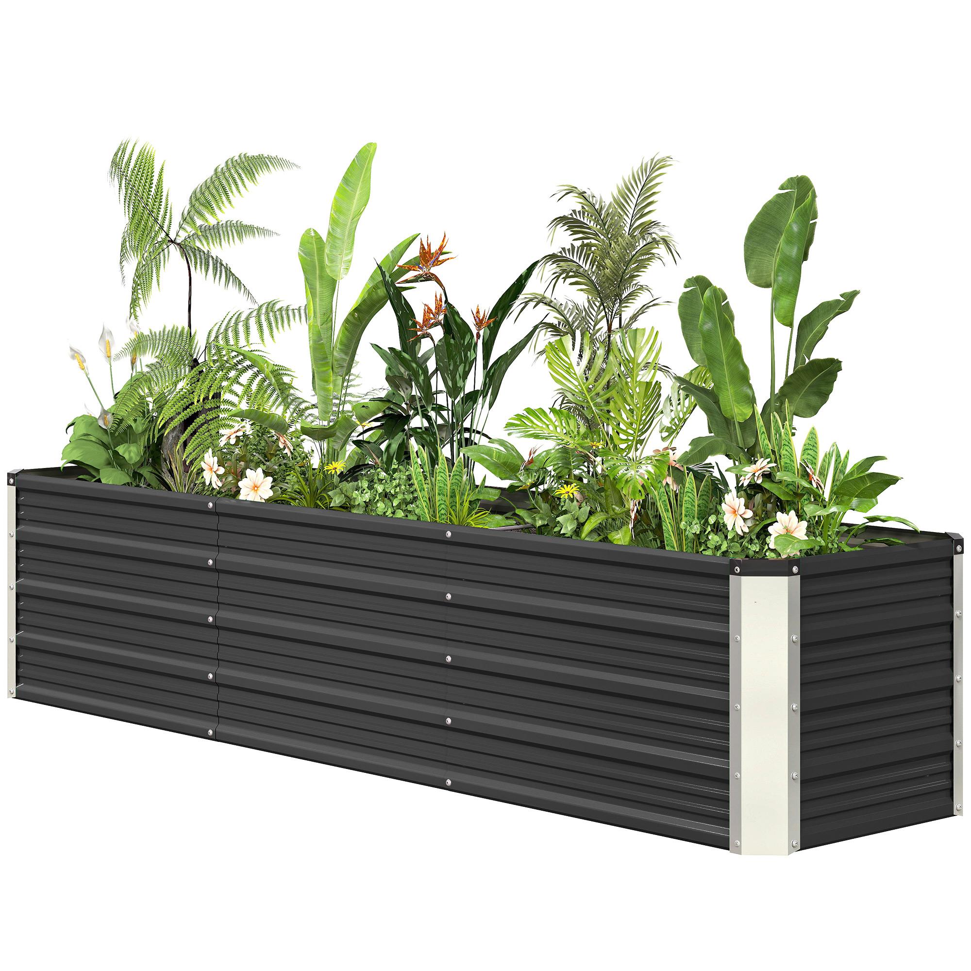 Dark Grey 6ft Garden Bed, Galvanised Steel, 3 Sections