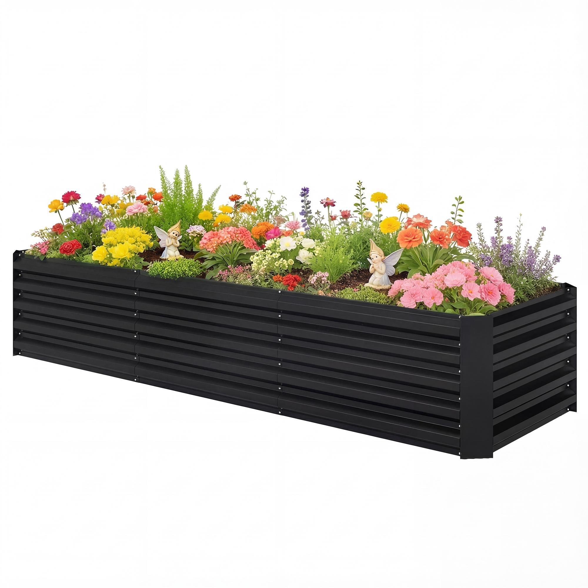 8 foot dark grey planter, Galvanised Steel Raised Bed