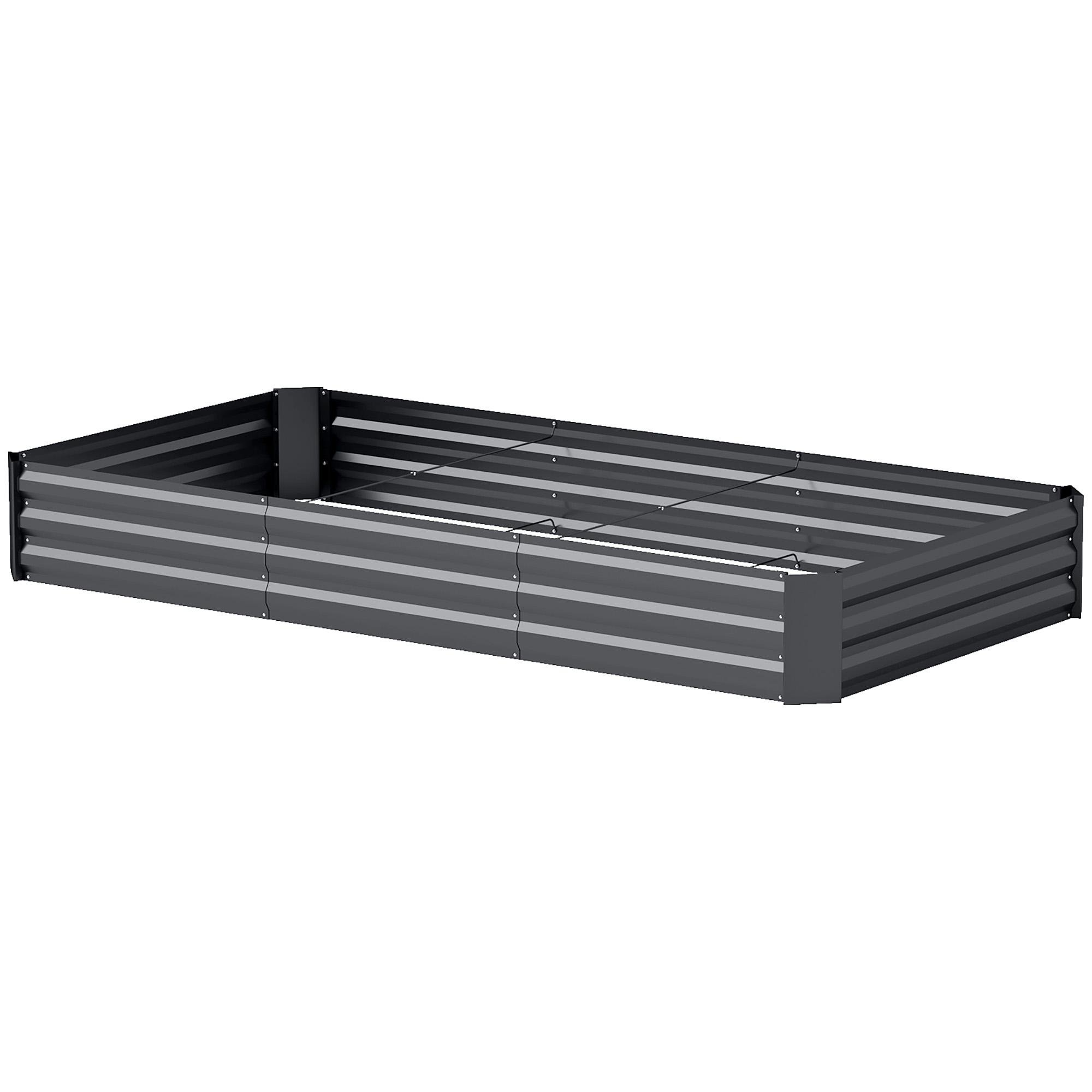 Dark Grey Raised Garden Bed with Open Bottom, 8' x 4'